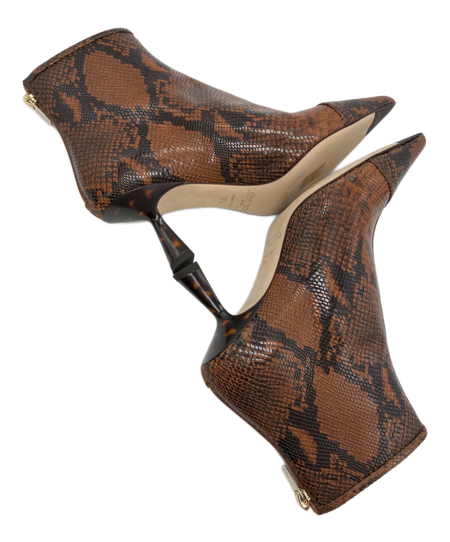 美品！裏張り済み！JIMMY CHOO蛇柄ブーツ 中古・古着通販】JIMMY CHOO (ジミーチュウ) KIX 65 パイソンプリント