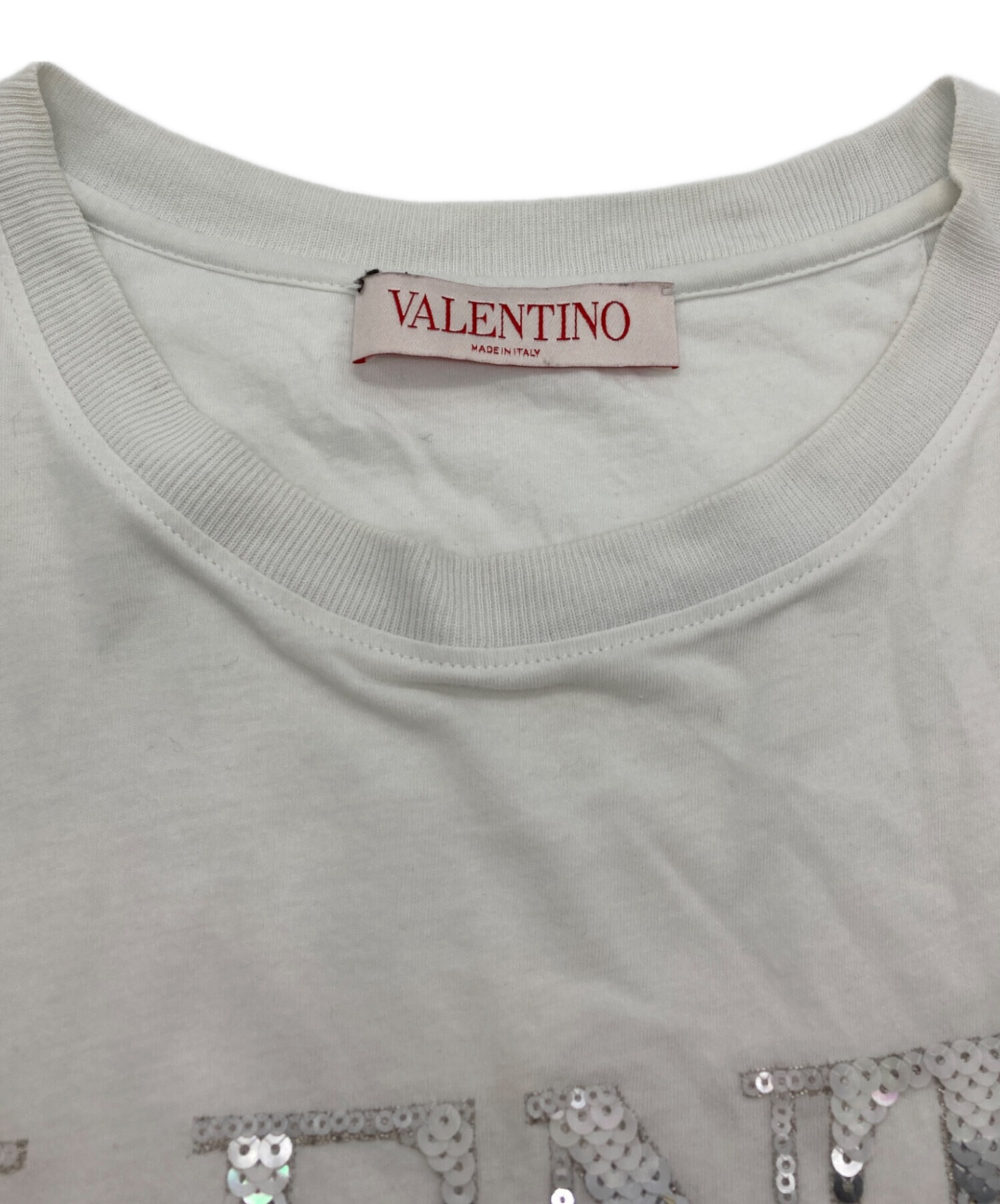 中古・古着通販】VALENTINO (ヴァレンティノ) ロゴスパンコールTシャツ 