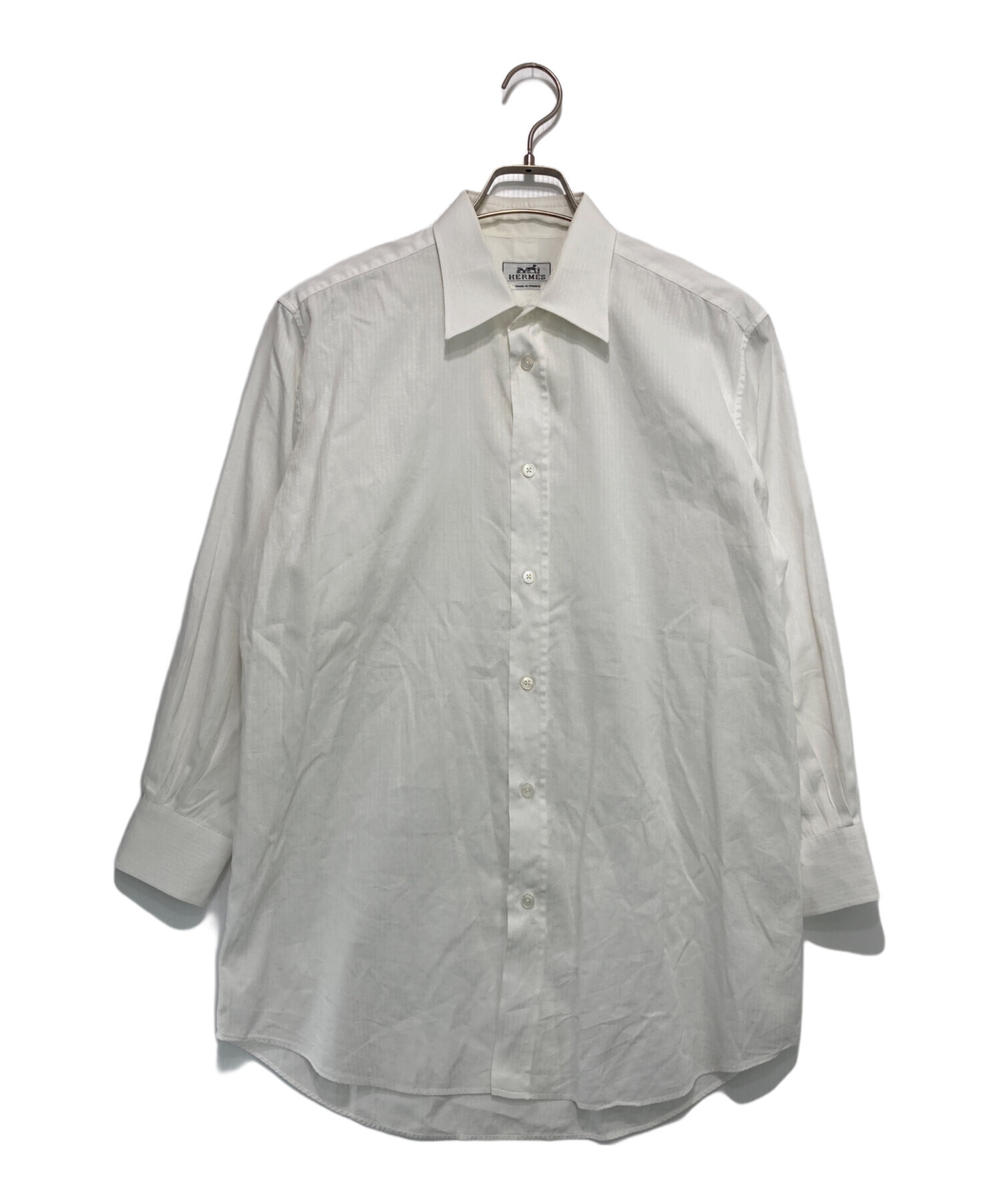 HERMES ホワイト 長袖シャツ 中古・古着通販】HERMES (エルメス) ステッチデザインシャツ