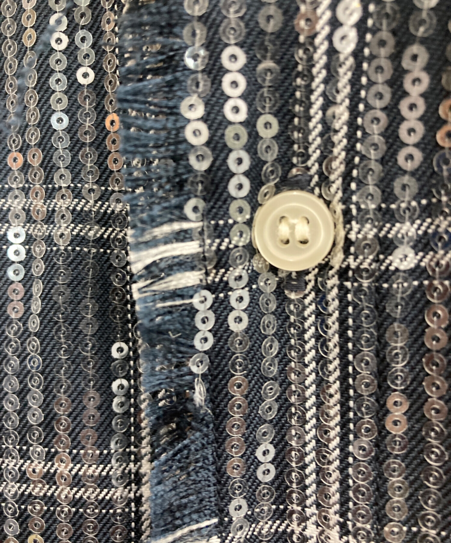 AFB スパンコール長袖シャツ xl 中古・古着通販】AFB (エーエフビー) スパンコール長袖シャツ ネイビー