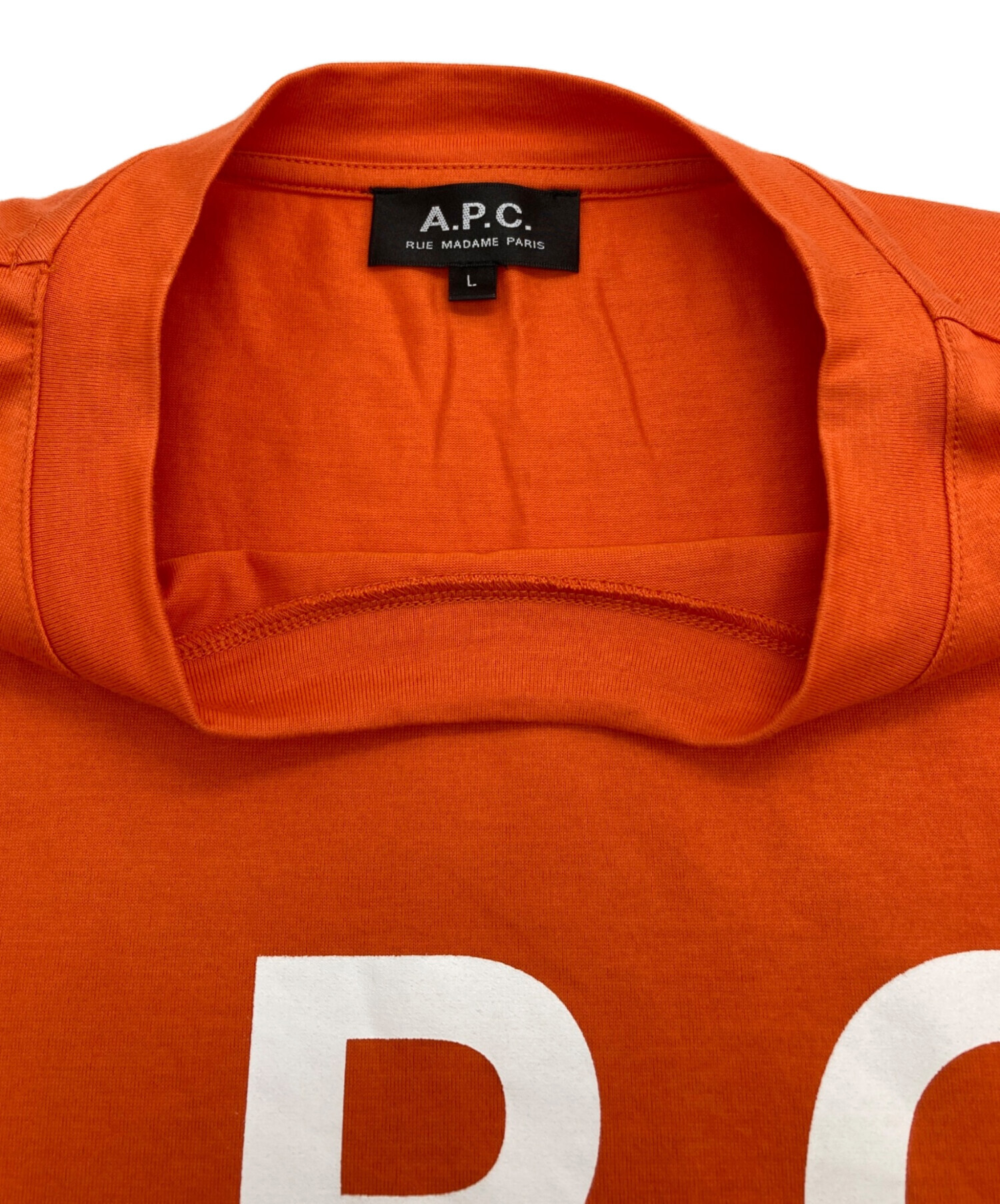 中古・古着通販】A.P.C. (アーペーセー) ロゴプリントTシャツ オレンジ