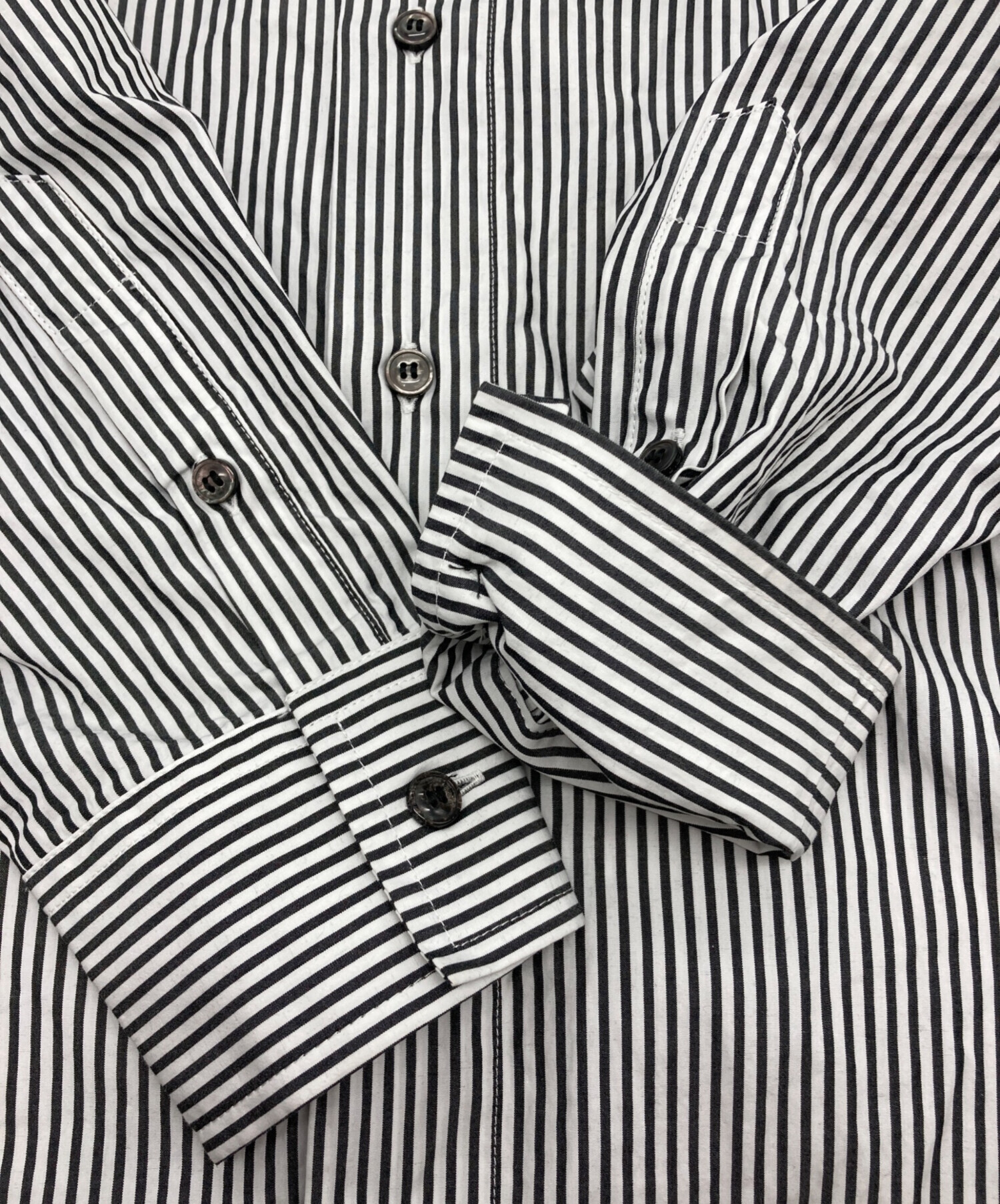 ディーゼル DIESEL S-WARH-STRIPE シャツ ストライプ 切替 長袖 48 白