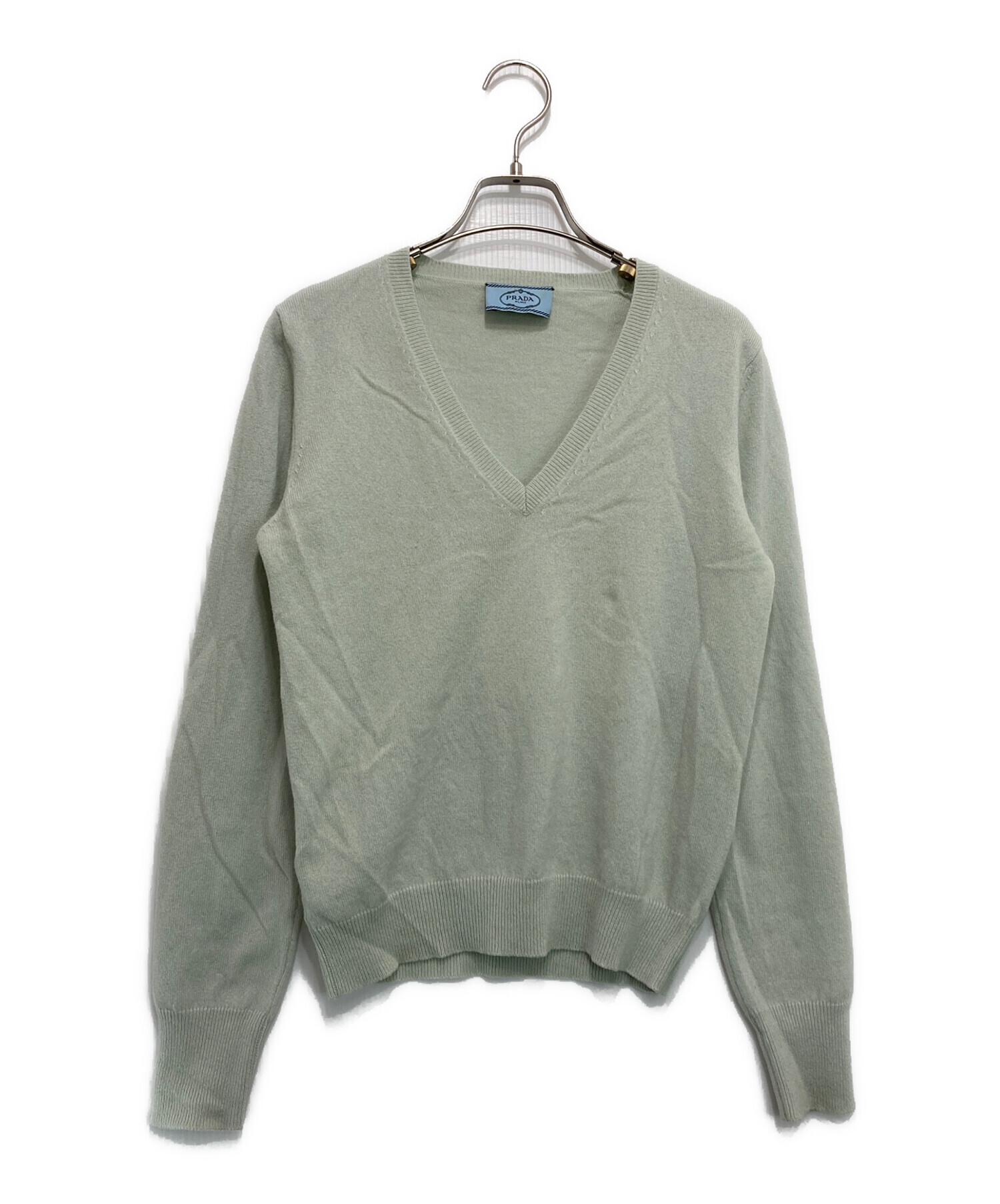 中古・古着通販】PRADA (プラダ) カシミヤエルボーパッチVネックニット