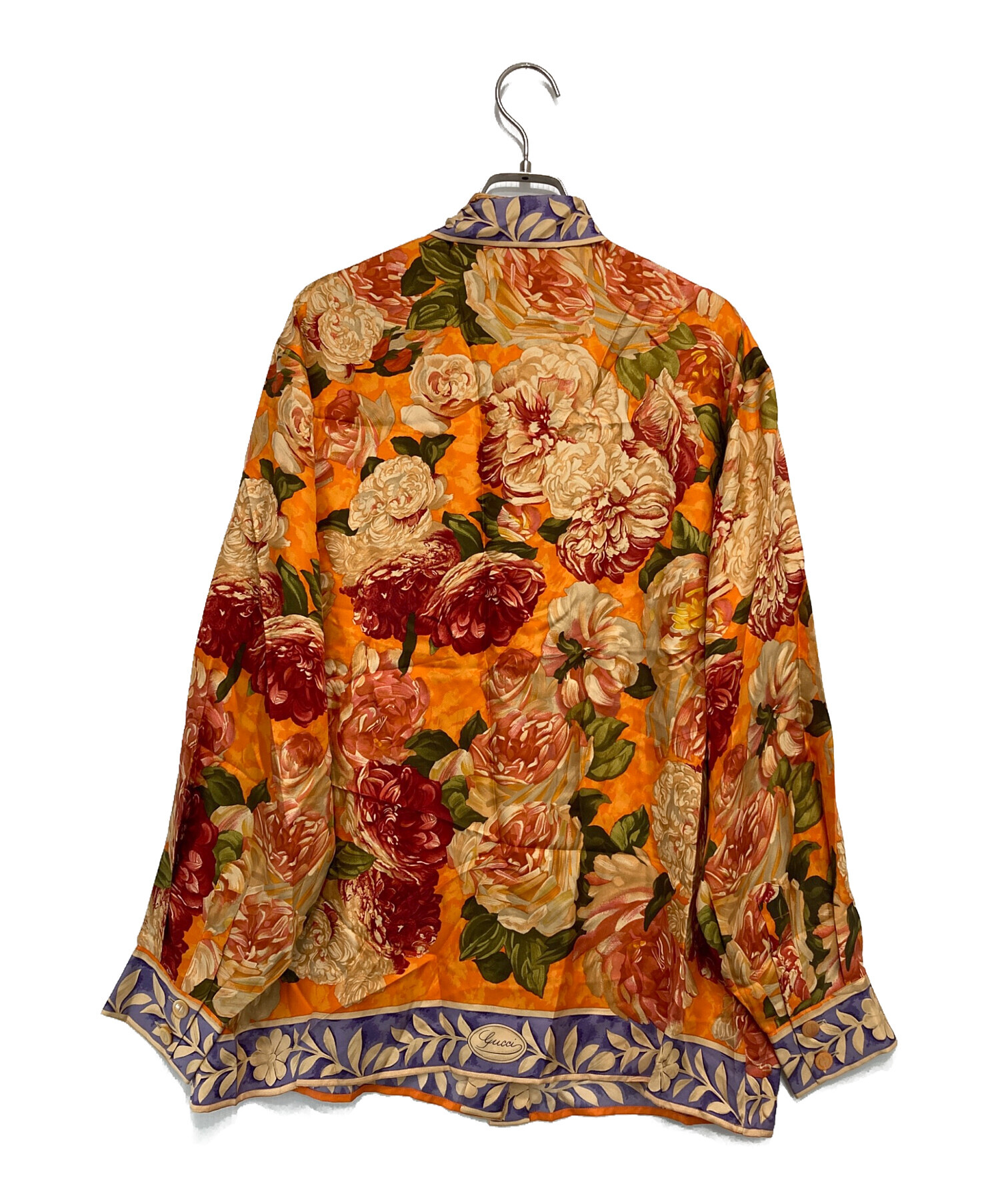 中古・古着通販】GUCCI (グッチ) ［OLD］シルク総柄シャツ オレンジ