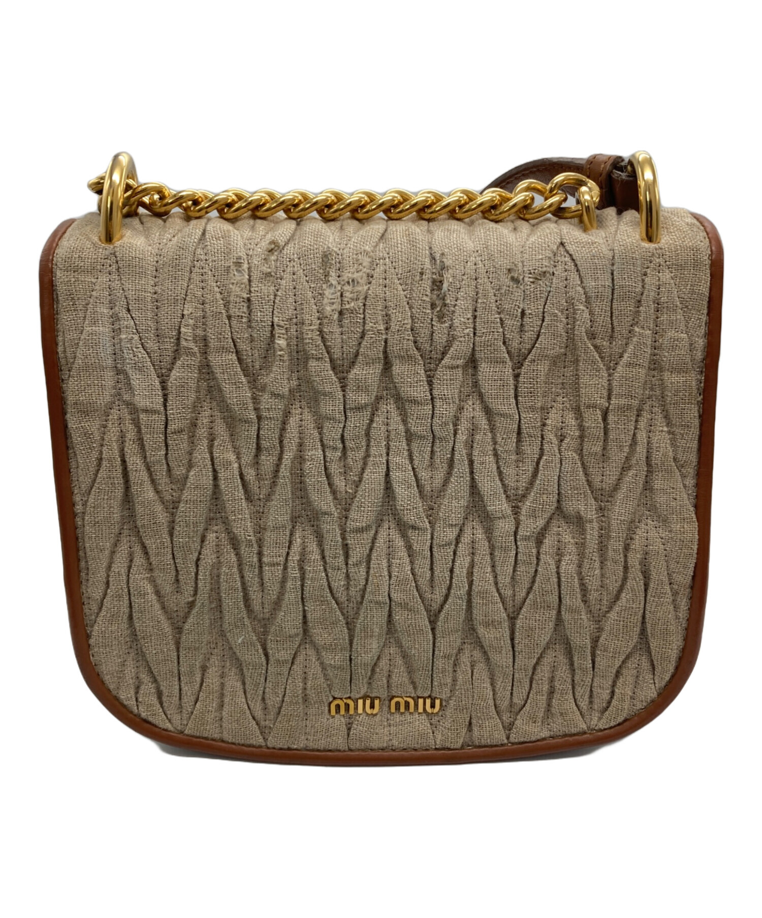 【美品・箱付き】MIU MIU マテラッセ ショルダーバッグ ベージュ 中古 中古・古着通販】MIU MIU (ミュウミュウ) マテラッセ ショルダーバッグ