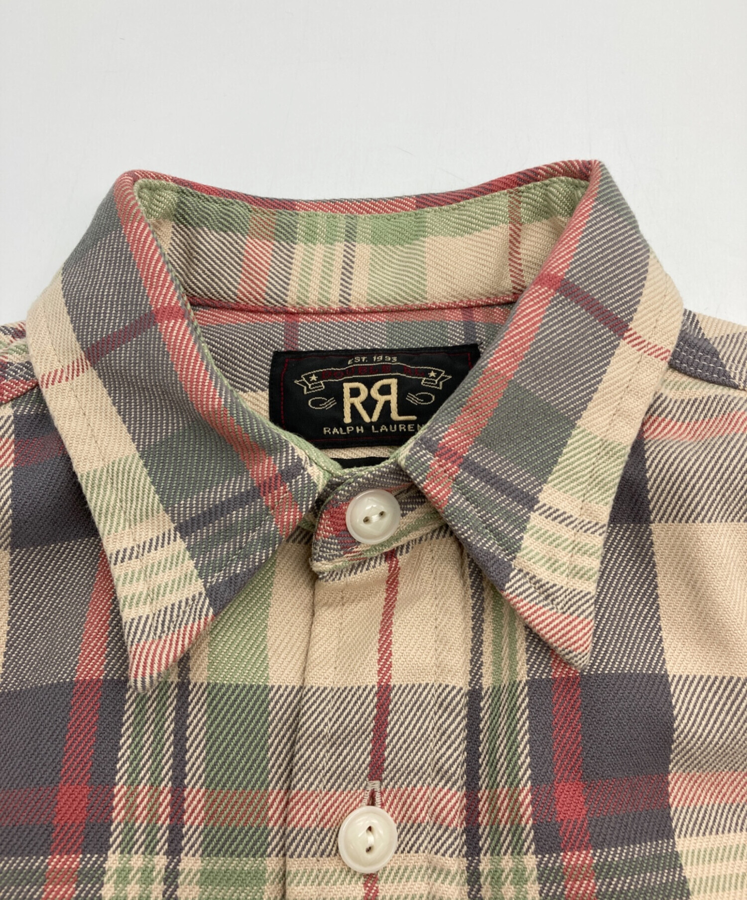 中古・古着通販】RRL (ダブルアールエル) チェックネルシャツ ベージュ