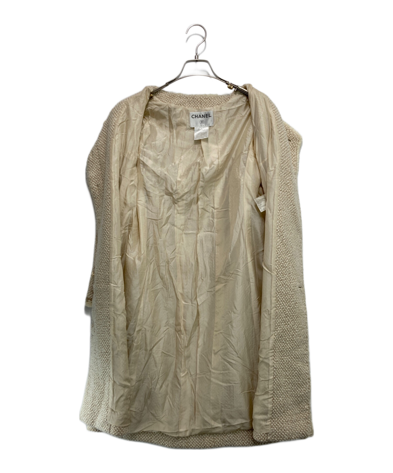 中古・古着通販】CHANEL (シャネル) シルク混ウールノーカラーコート