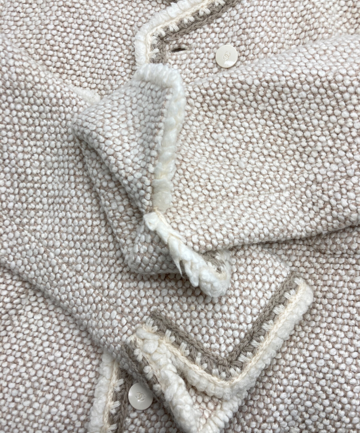 中古・古着通販】CHANEL (シャネル) シルク混ウールノーカラーコート 