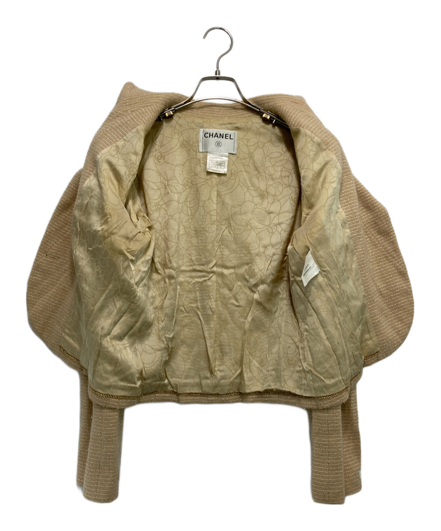 【未使用級】CHANELシャネル　ツィードテーラードジャケットベージュ シャネル(CHANEL)シャネル ジャケット テーラードジャケット 衣料品