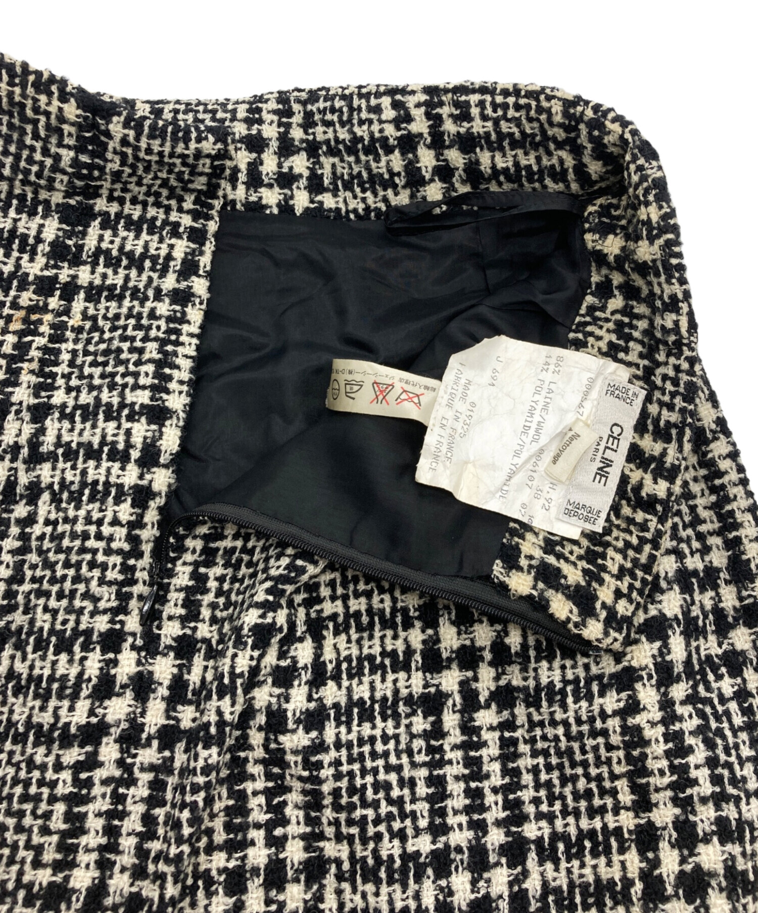 中古・古着通販】CELINE (セリーヌ) [OLD]ツイードスカート ホワイト