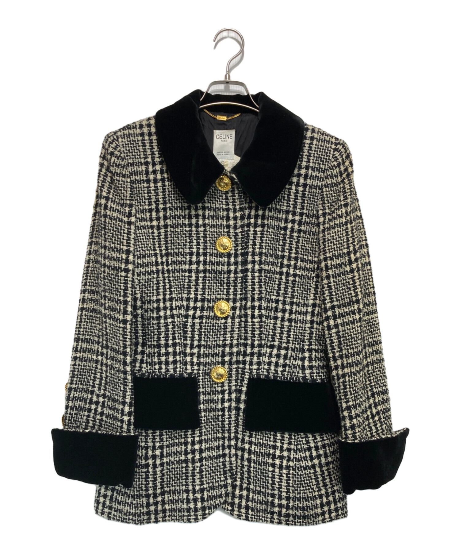 中古・古着通販】CELINE (セリーヌ) [OLD]金ボタン ツイード×ベロア