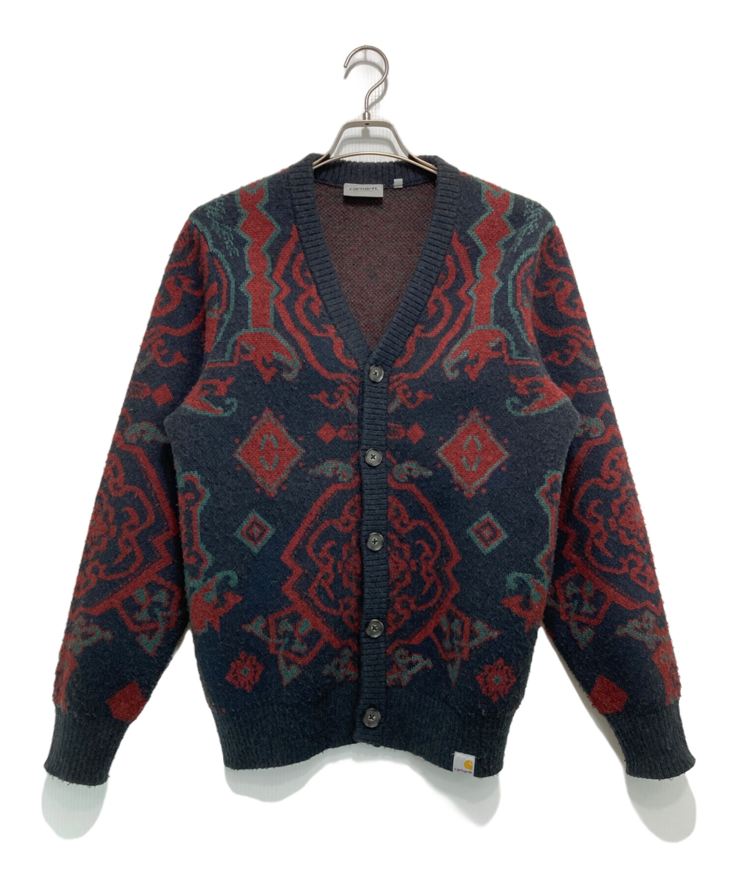 Carhartt ニットカーディガン Lサイズ 総柄 幾何学模様 古着 ブラック 中古・古着通販】CarHartt (カーハート) Baru Cardigan 1032338