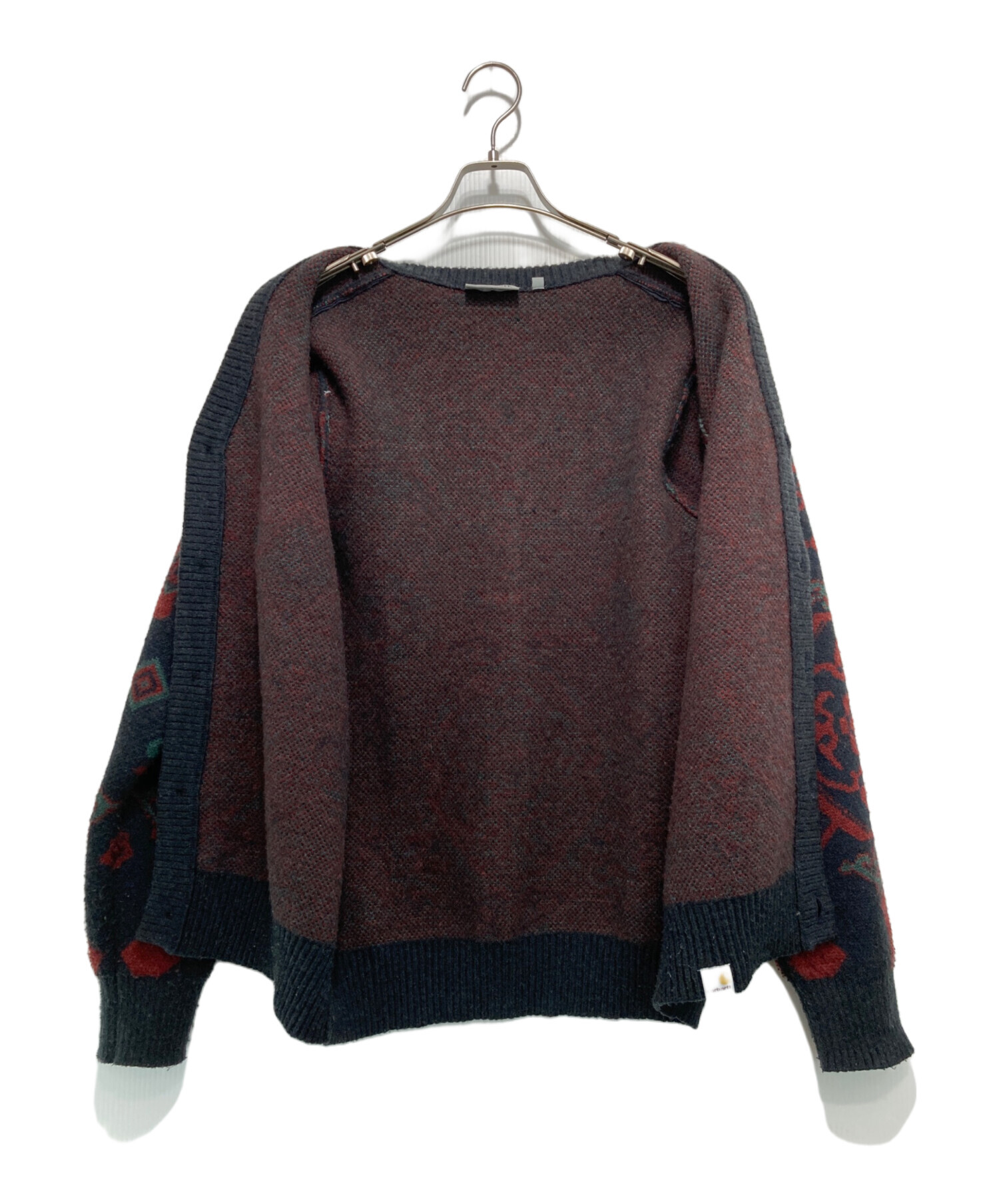 Carhartt ニットカーディガン Lサイズ 総柄 幾何学模様 古着 ブラック 中古・古着通販】Carhartt WIP (カーハート ワークインプログレス