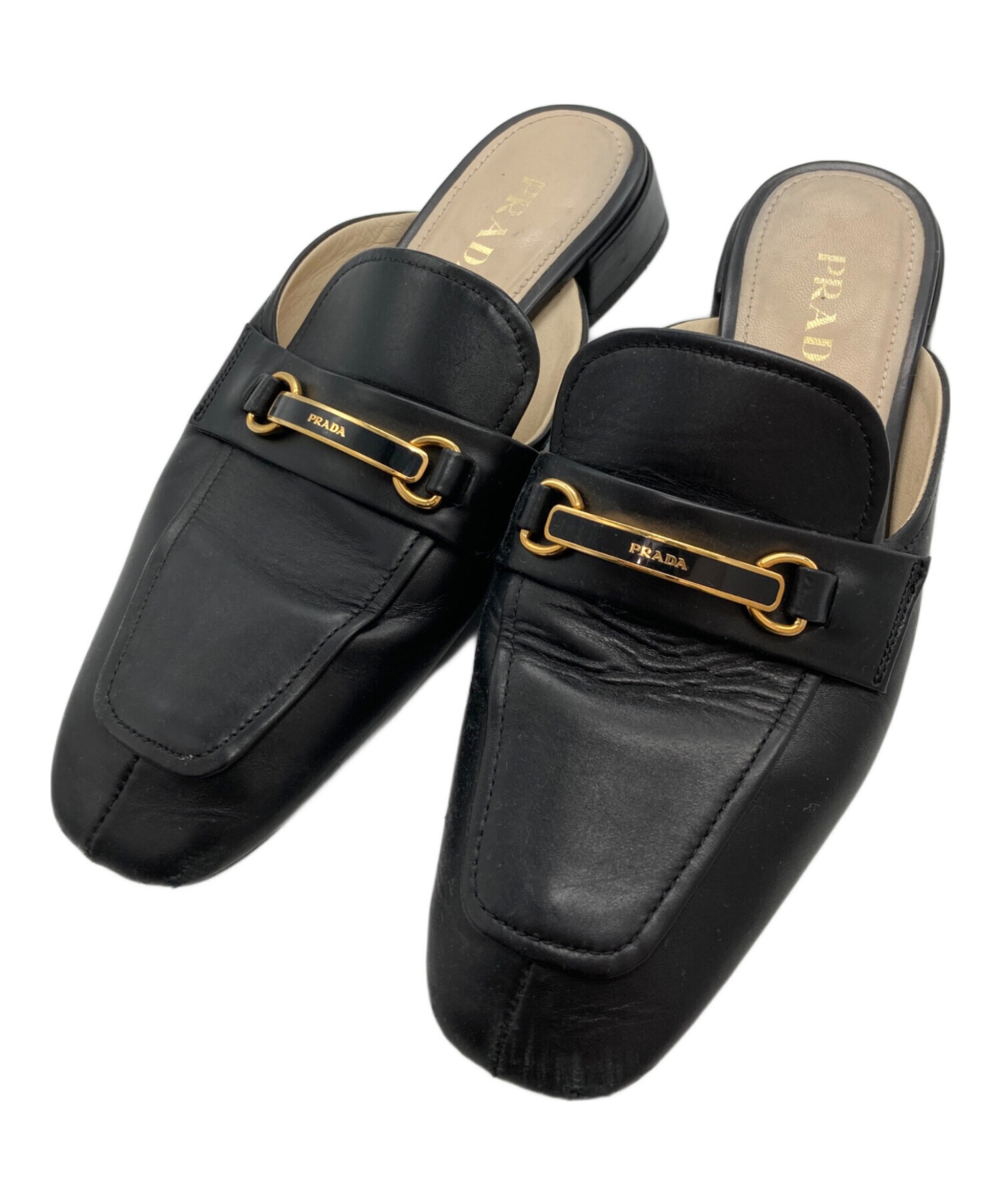 PRADA ミュール Prada レザーミュール | ブラック | FARFETCH JP