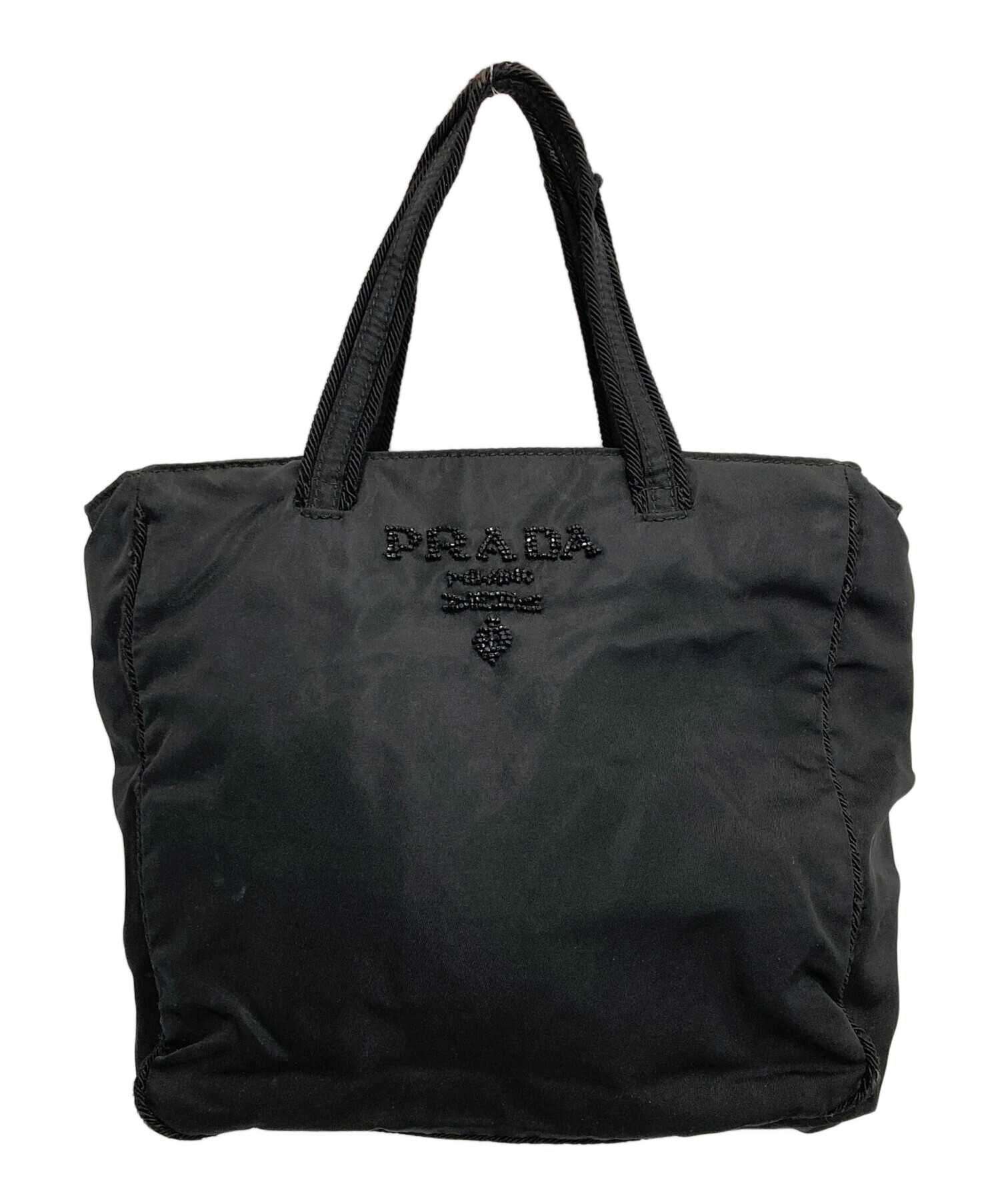 中古・古着通販】PRADA (プラダ) ナイロンビーズハンドバッグ ブラック 