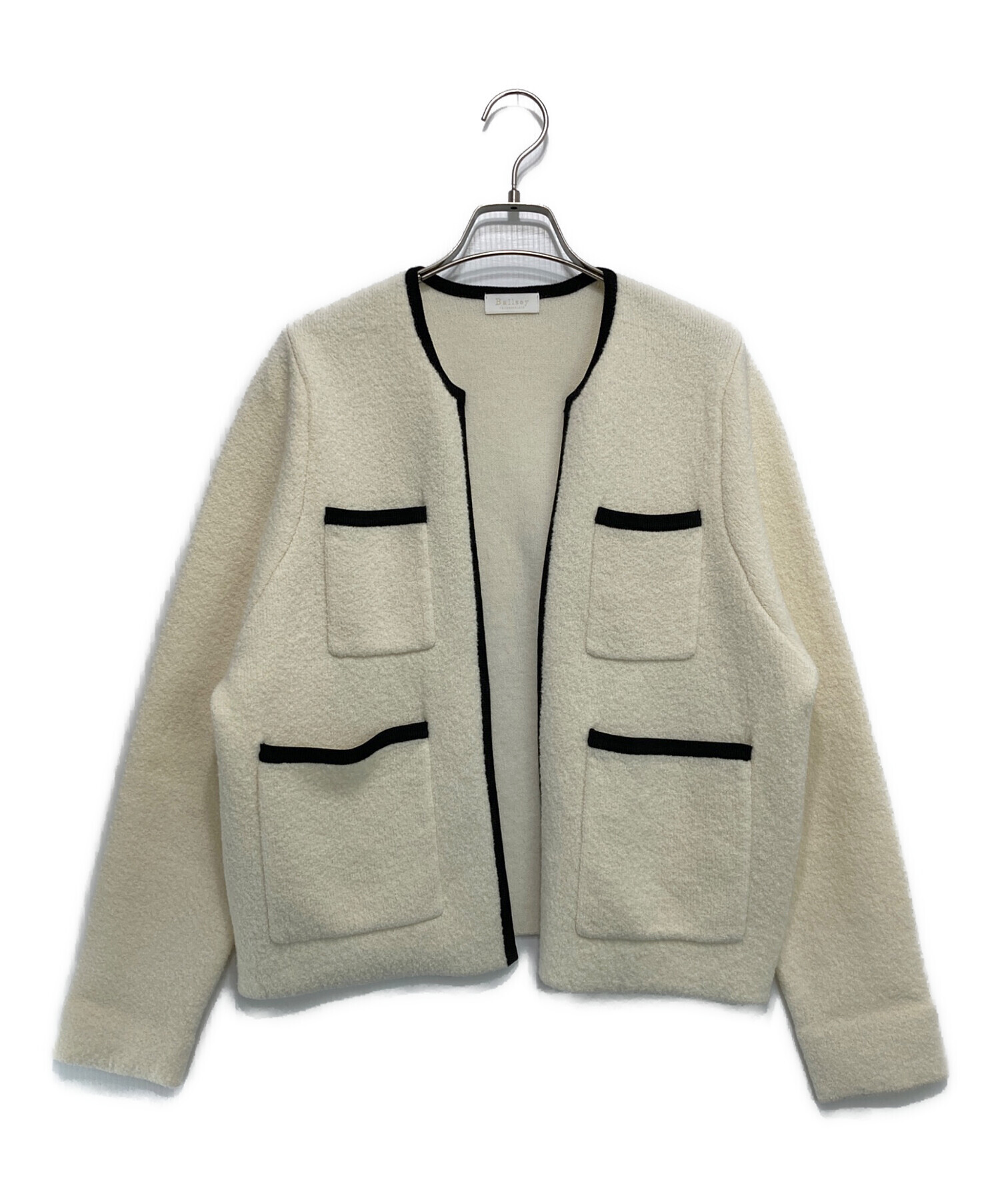 Ballsey ウールナイロンブークレー フロントオープンカーディガン 