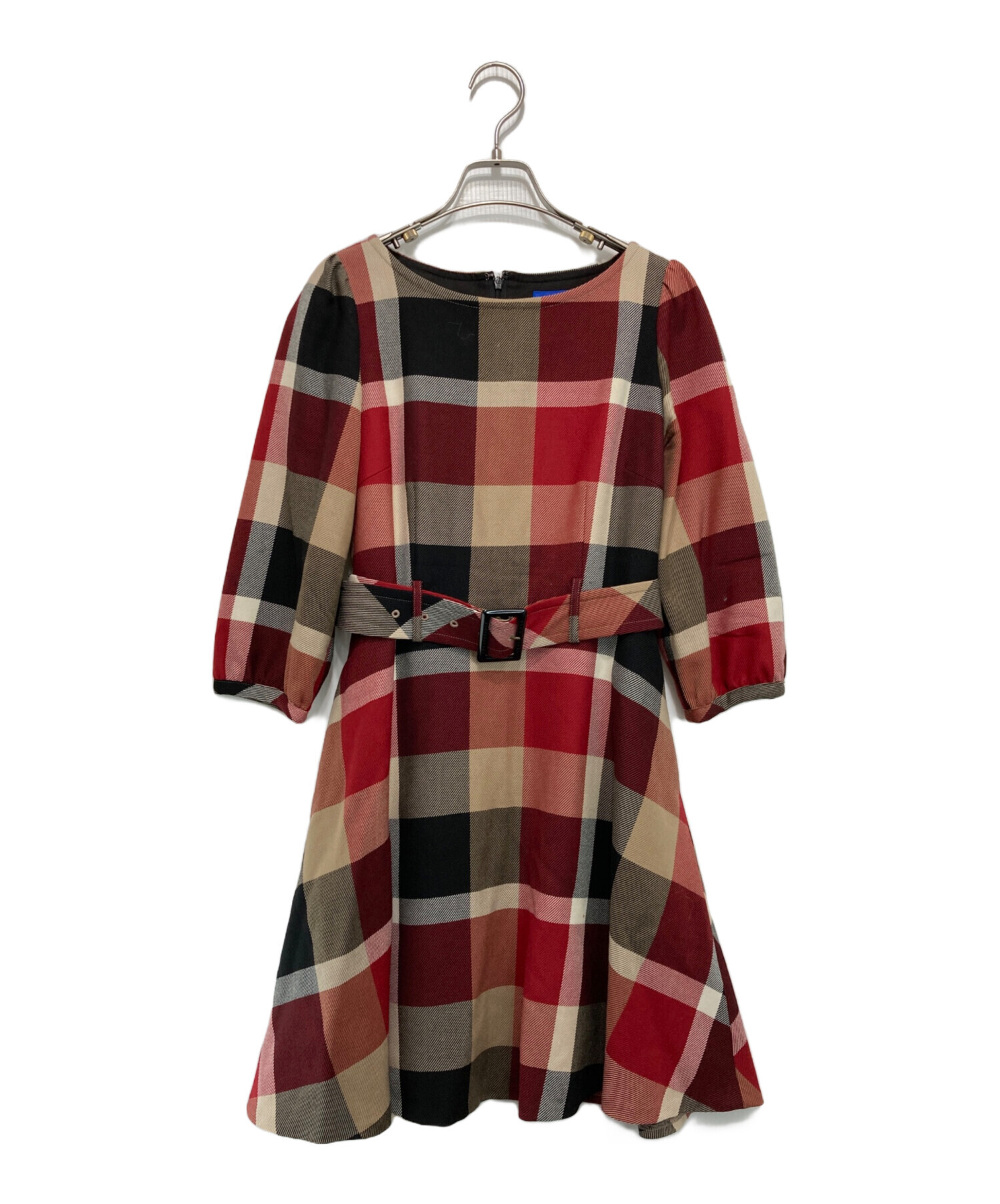 BLUE LABEL クレストブリッジ チェック 切り替え ワンピース 赤 BLUE LABEL クレストブリッジ チェック 切り替え ワンピース 赤