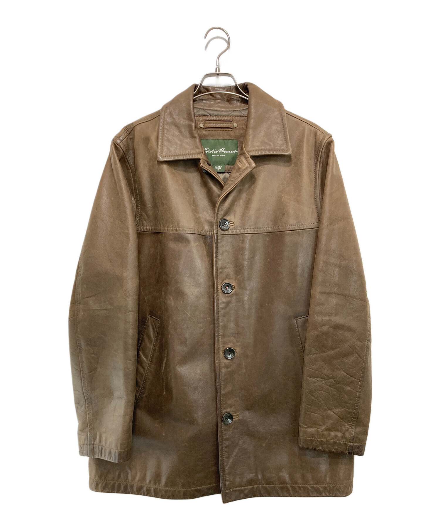 中古・古着通販】Eddie Bauer (エディーバウアー) レザーカーコート