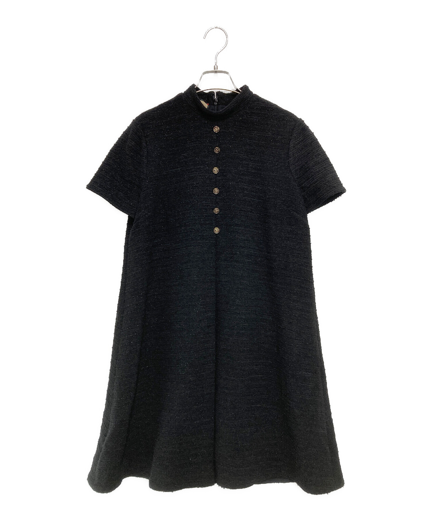 中古・古着通販】GUCCI (グッチ) ラメツイードドレス ブラック サイズ 