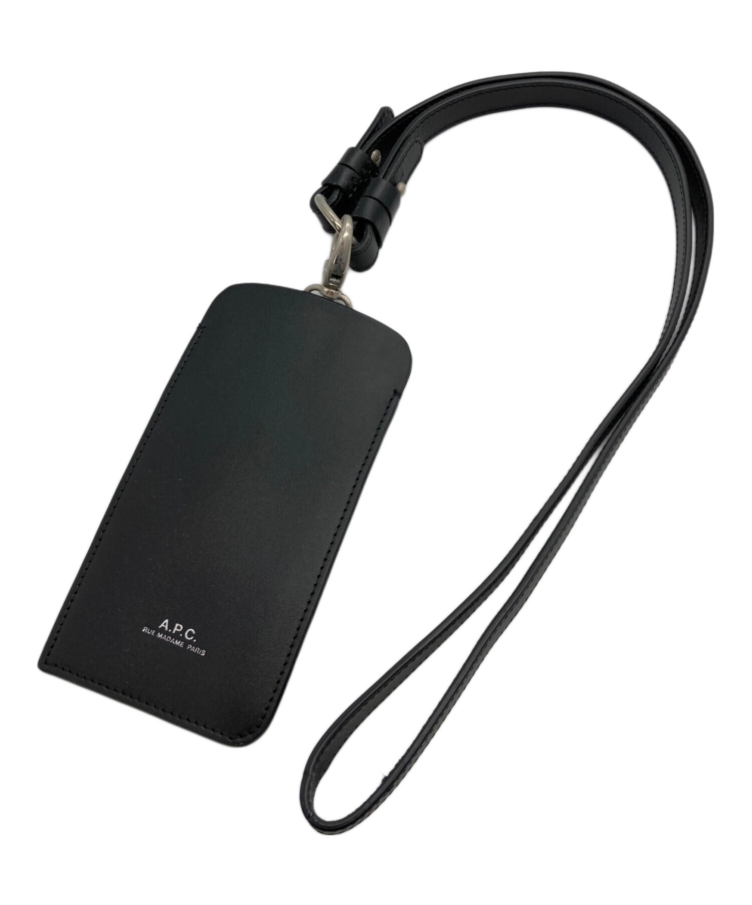 【未使用】A.P.C. ブラックレザーケース 中古・古着通販】A.P.C. (アーペーセー) Phone Case/レザーネック