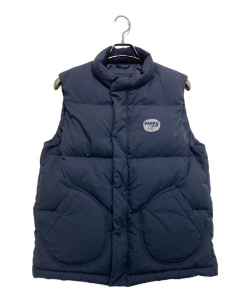 PAPAS パッチ付きダウンベスト ネイビー 中古・古着通販】PAPAS PLUS (パパスプラス) ロゴワッペン ダウン
