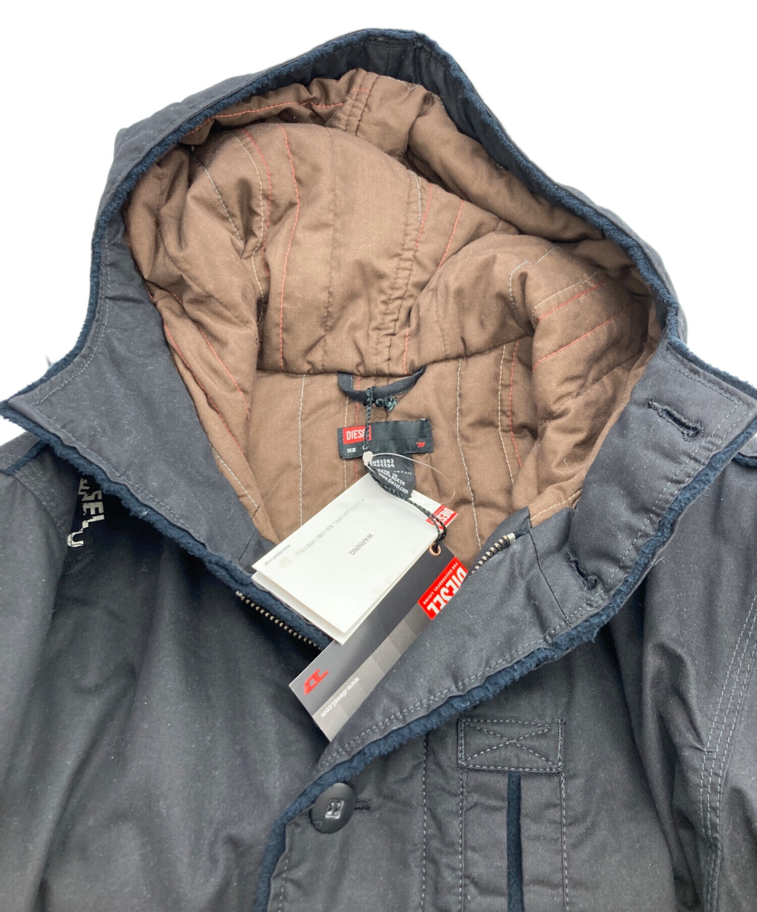 中古・古着通販】DIESEL (ディーゼル) オイルド モッズコート ブラック 