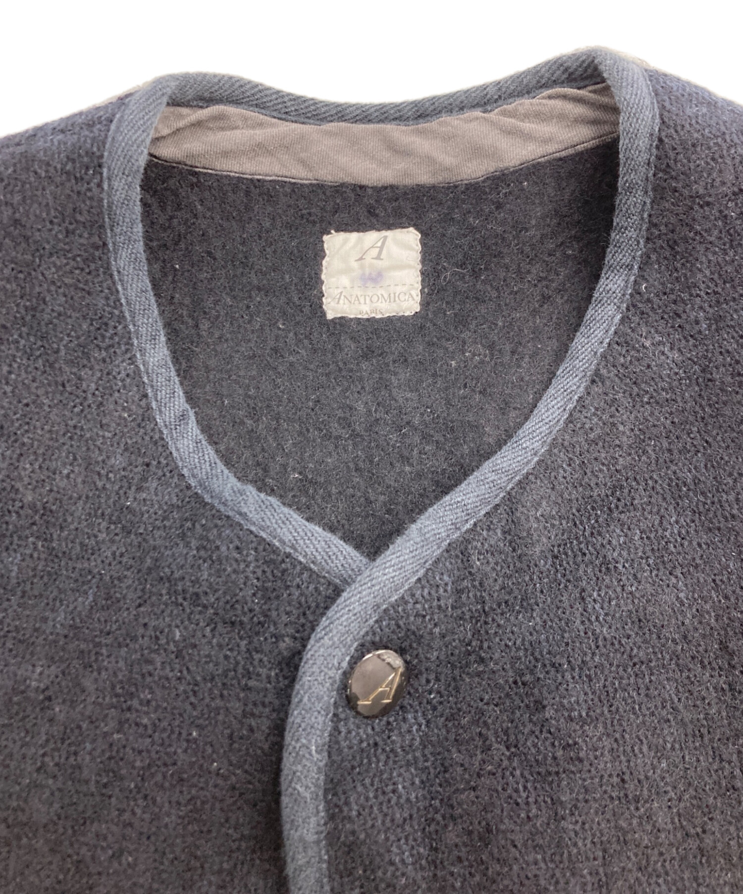 ANATOMICA ウールベスト 40／4ポケット／ブラウン×ネイビー系／美品 ANATOMICA ウールベスト 40／4ポケット／ブラウン×ネイビー系／美品