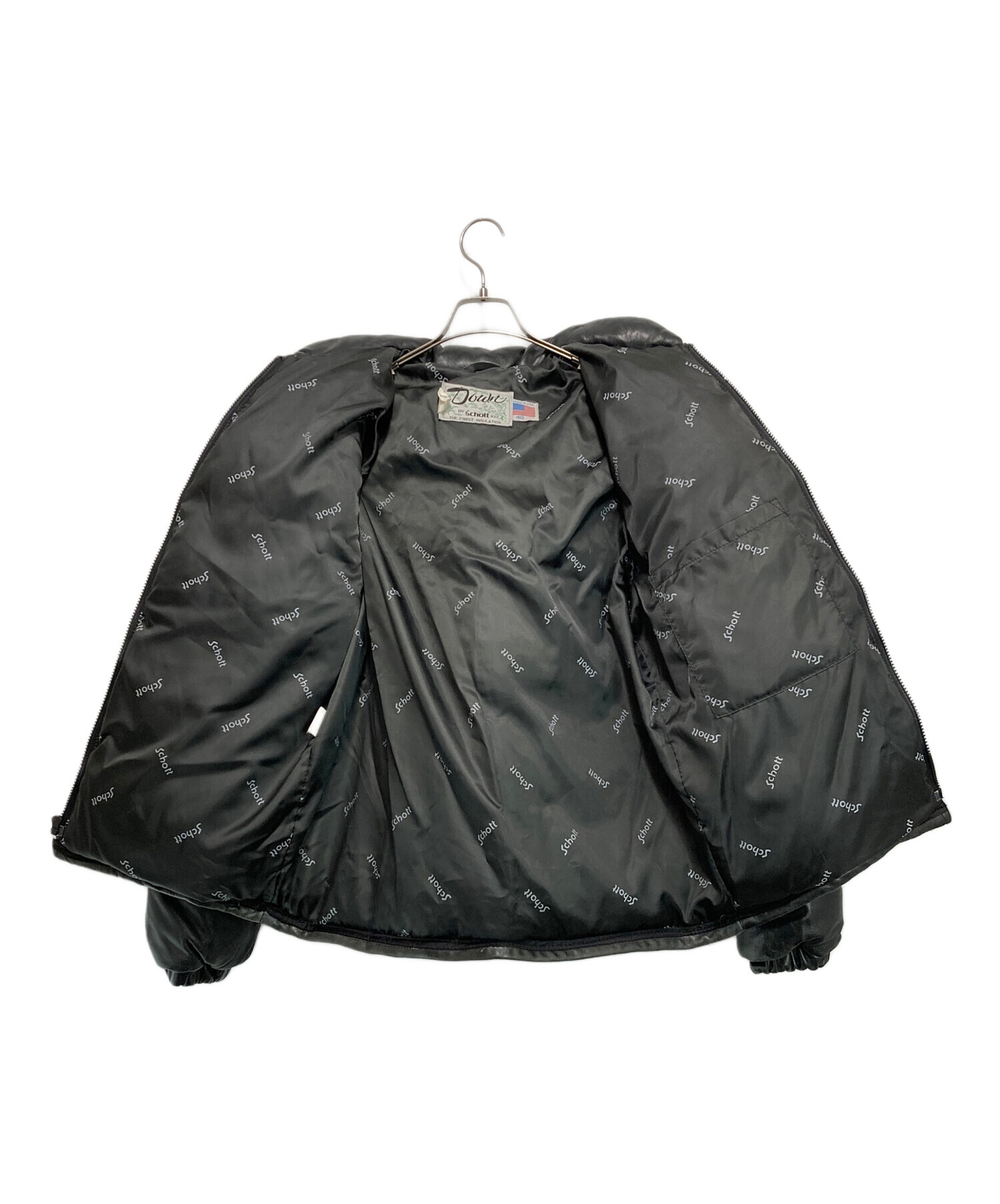 中古・古着通販】Schott (ショット) レザーダウンジャケット ブラック 