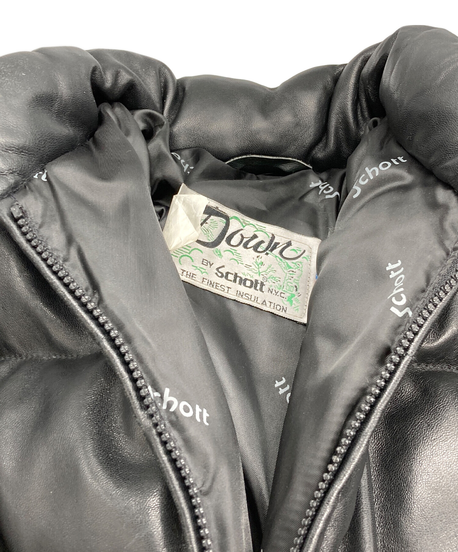 中古・古着通販】Schott (ショット) レザーダウンジャケット ブラック 