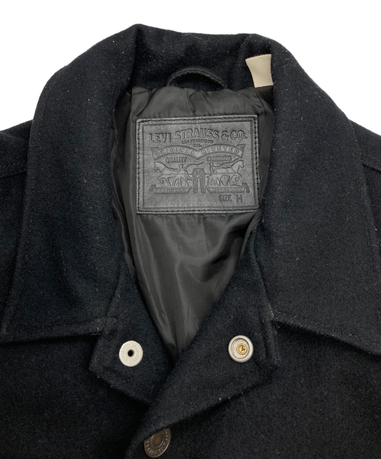 中古・古着通販】LEVI'S (リーバイス) レザー切替スタジャン ブラック