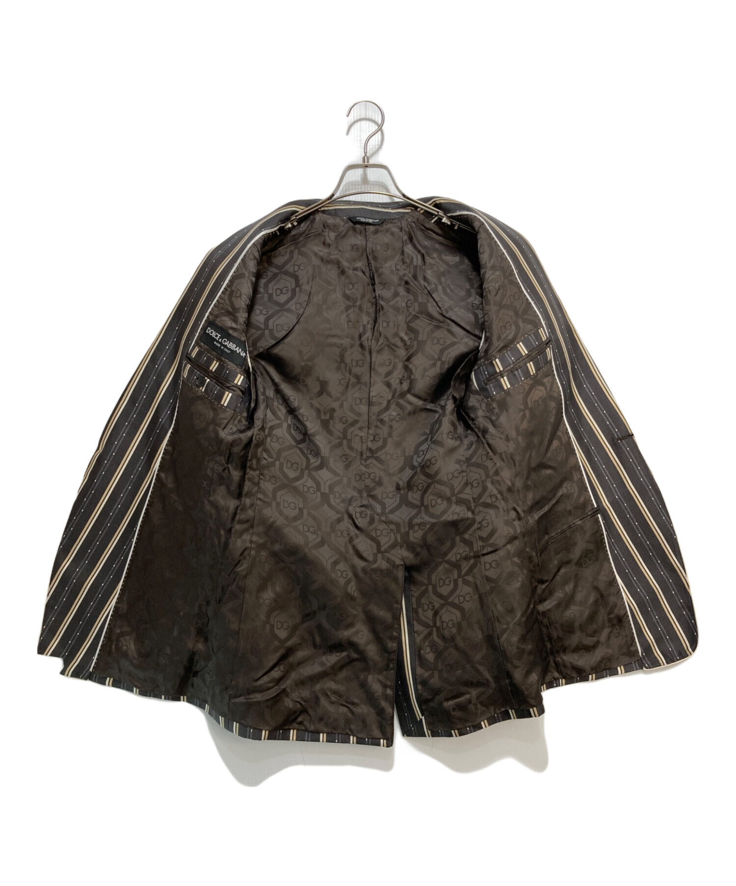 ドルチェ&ガッバーナ　光沢　シルク　テーラードジャケット　サテン　ゴールド 中古・古着通販】DOLCE & GABBANA (ドルチェ＆ガッバーナ) ストライプ