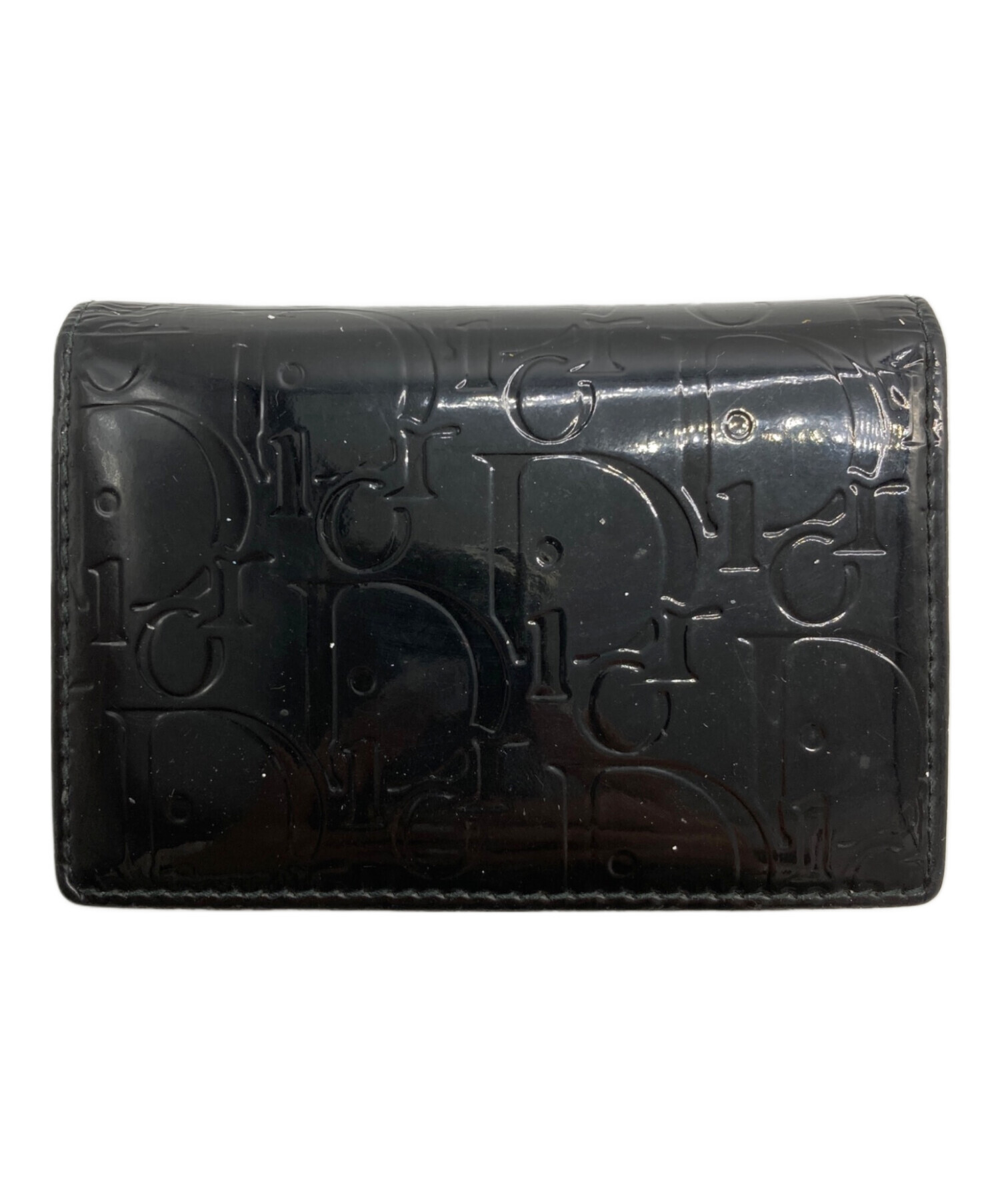 Christian Diorクリスチャン・ディオールエナメル　ウォレットブラック 中古・古着通販】Christian Dior (クリスチャン ディオール) エナメル