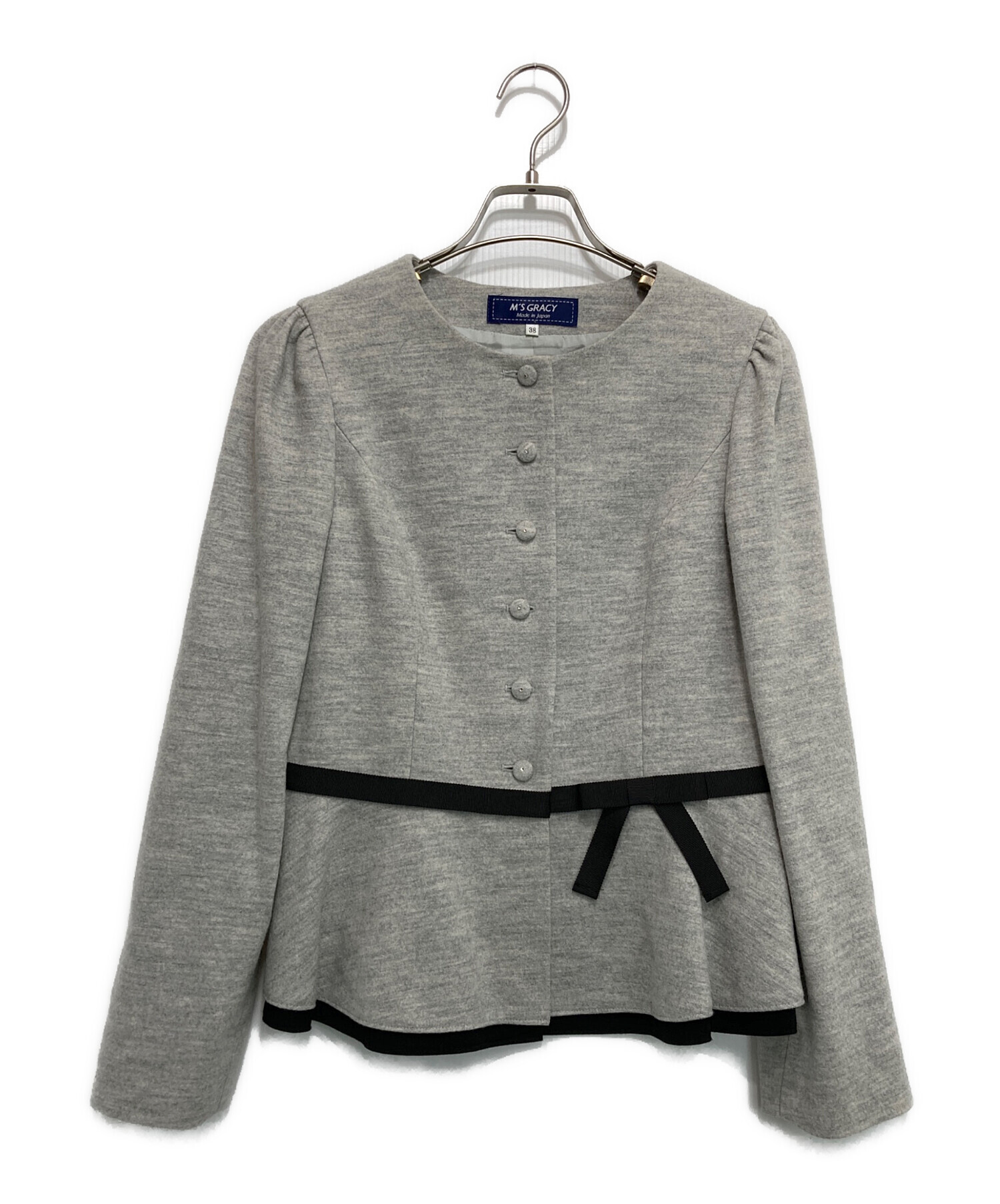 中古・古着通販】M'S GRACY (エムズグレイシー) ノーカラー ペプラム 中古・古着通販】M'S GRACY (エムズグレイシー) ノーカラー ペプラム