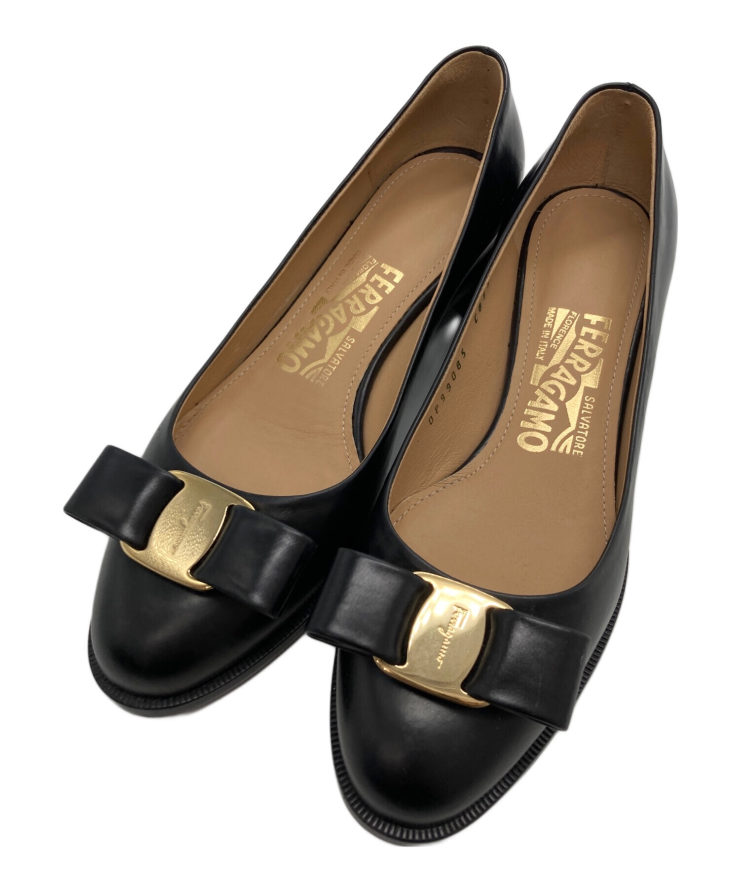 中古・古着通販】Ferragamo (フェラガモ) NERO CALF ヴァラリボン