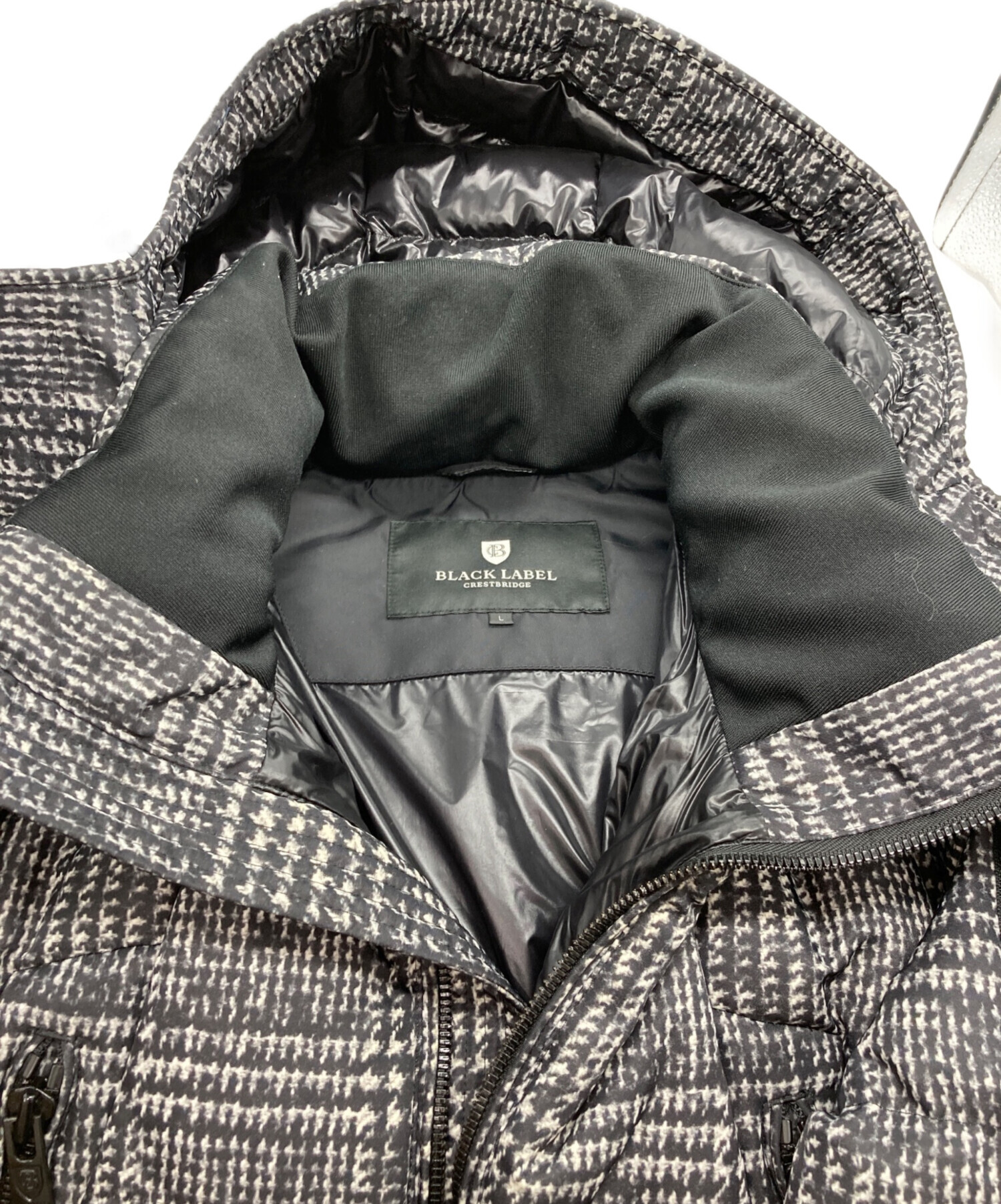 【中古】ブラックレーベルクレストブリッジ BLACK LABEL CRESTBRIDGE ダウンジャケット チェック フード付き M 中古・古着通販】BLACK LABEL CRESTBRIDGE (ブラックレーベル クレスト
