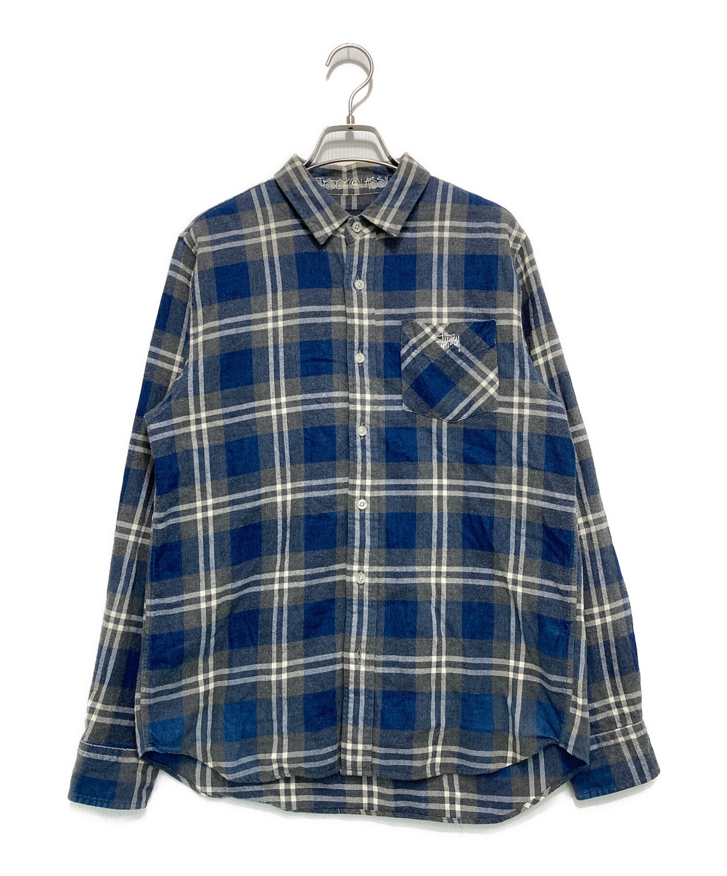 中古・古着通販】stussy (ステューシー) チェックネルシャツ ブルー