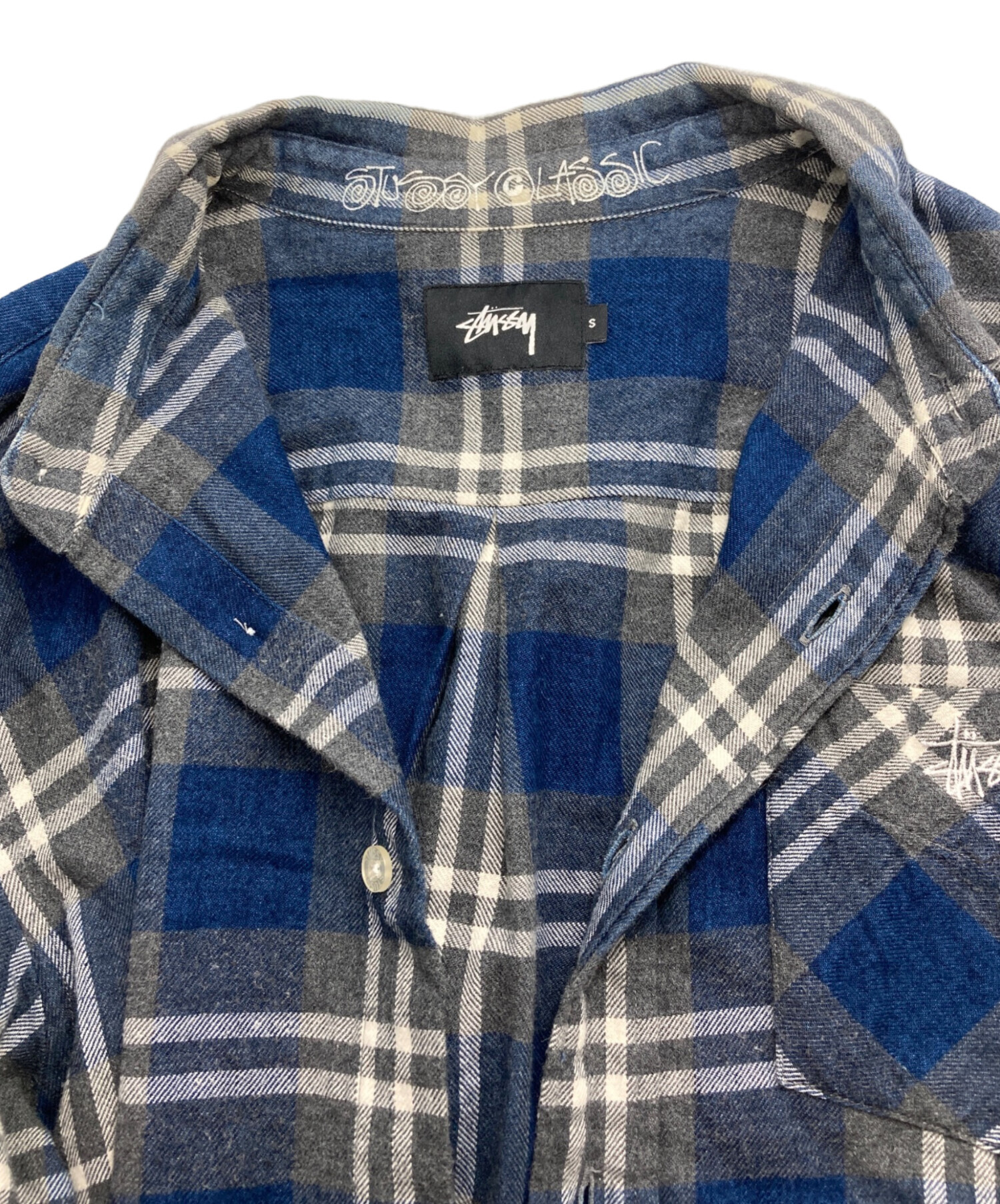 中古・古着通販】stussy (ステューシー) チェックネルシャツ ブルー