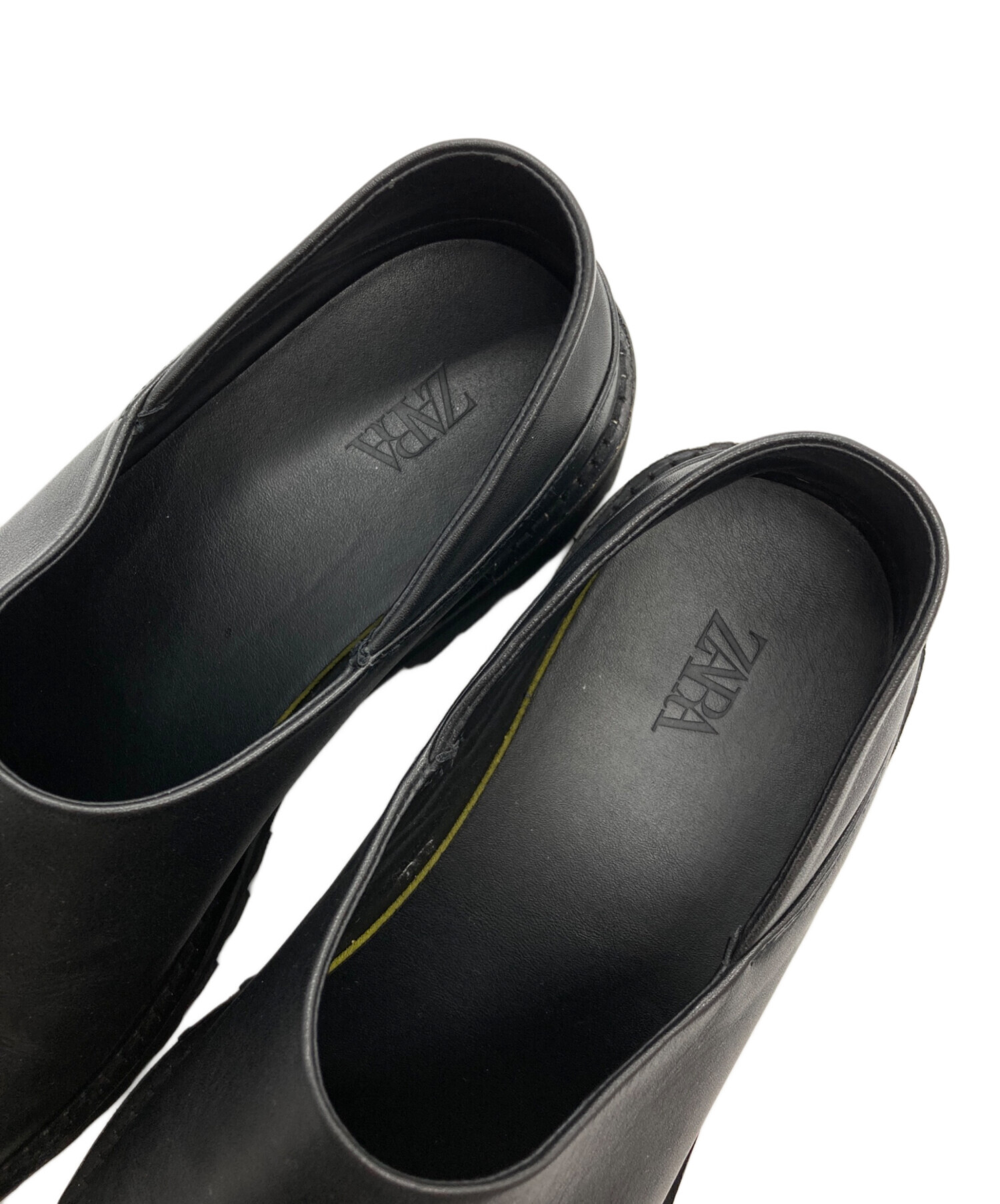 ZARA ブラック スリッポンシューズ 中古・古着通販】ZARA (ザラ) スクエアトゥスリッポン ブラック サイズ