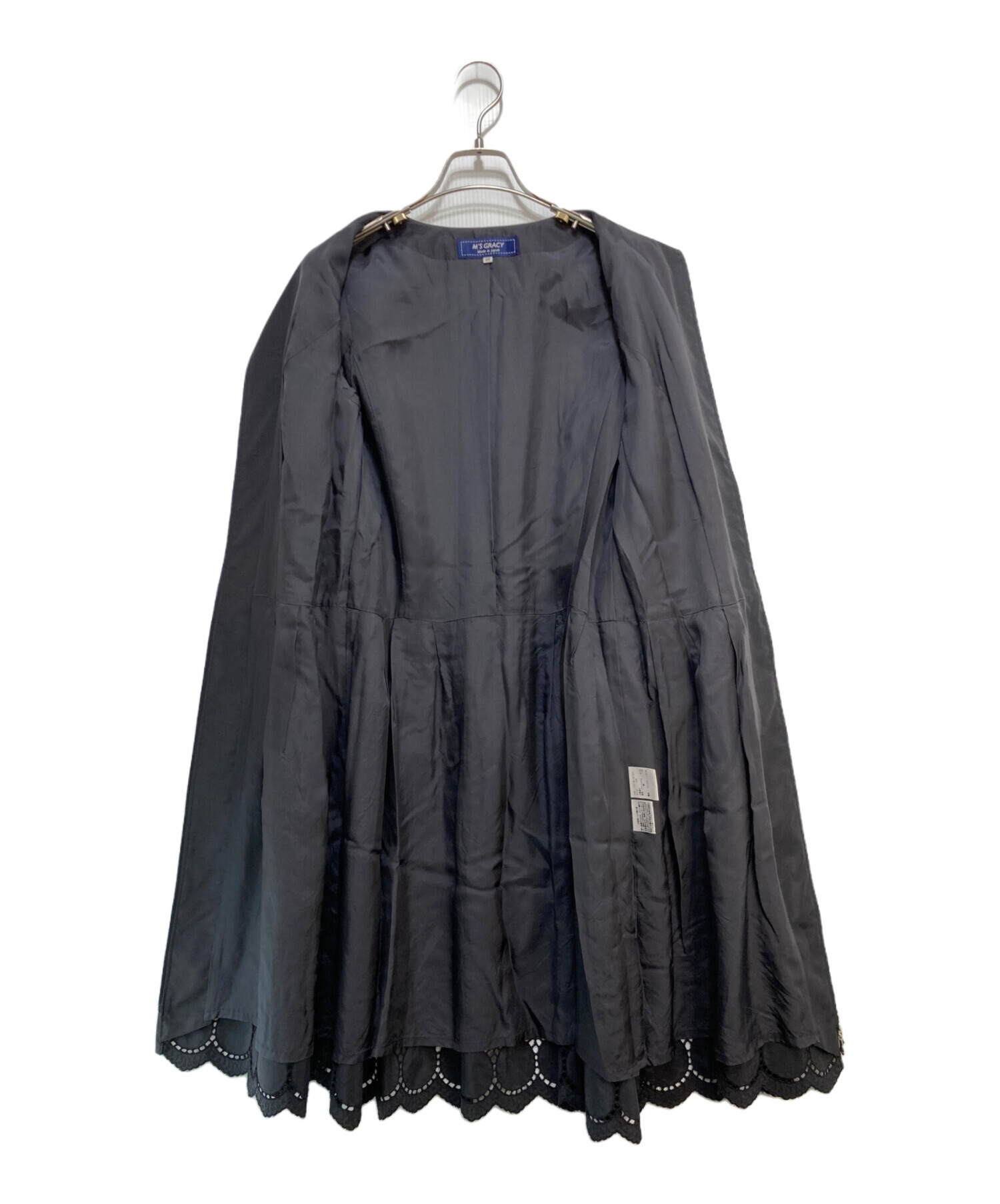 M'S GRACY エムズグレイシー　ノーカラーコート　フリル　グレー　38 エムズグレイシー コート M'S GRACY エムズグレイシー ノーカラー