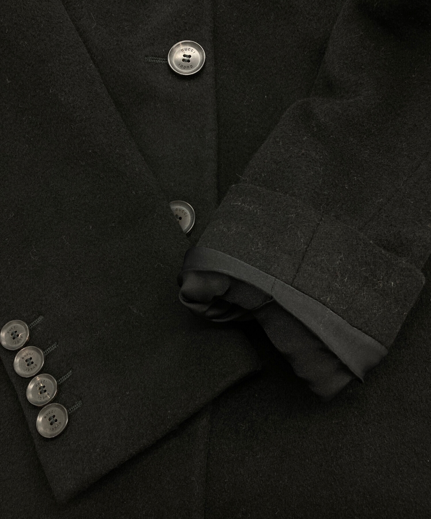 中古・古着通販】GUCCI (グッチ) シングルブレストコート ブラック