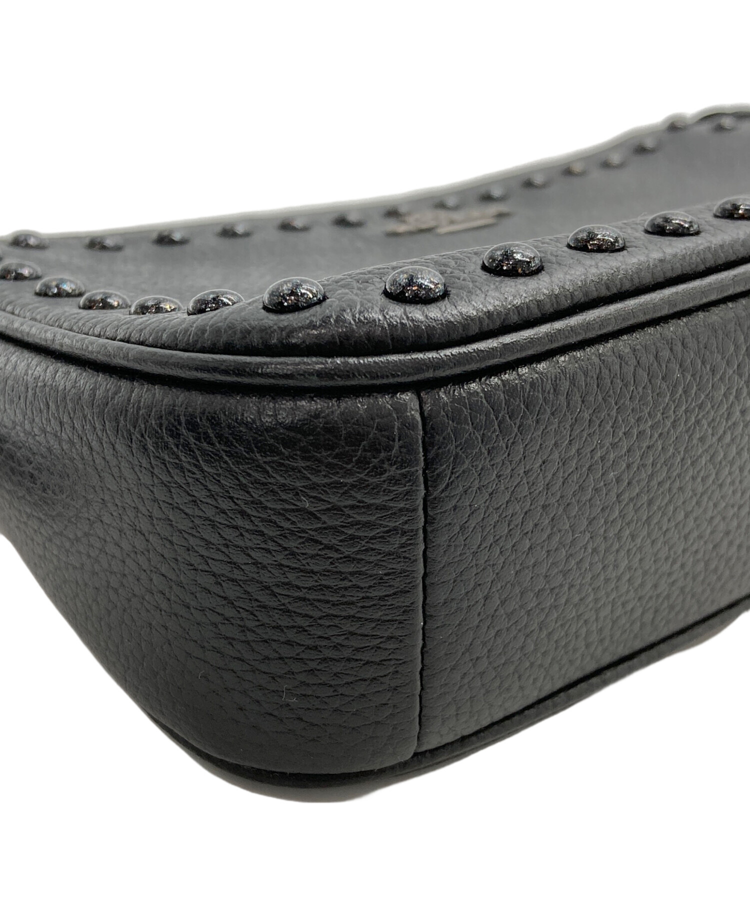 中古・古着通販】COACH (コーチ) スタッズミニハンドポーチ ブラック