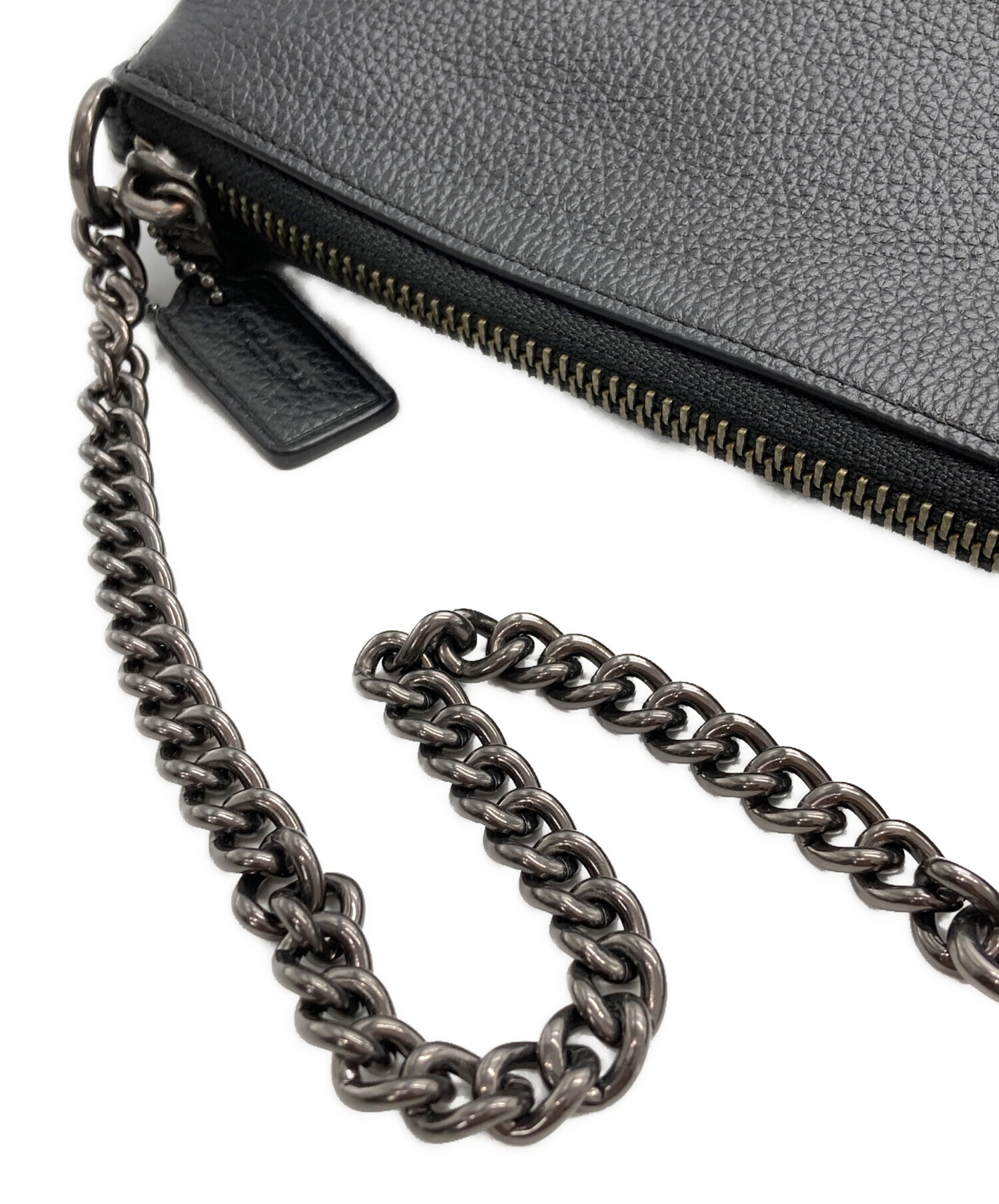 中古・古着通販】COACH (コーチ) スタッズミニハンドポーチ ブラック