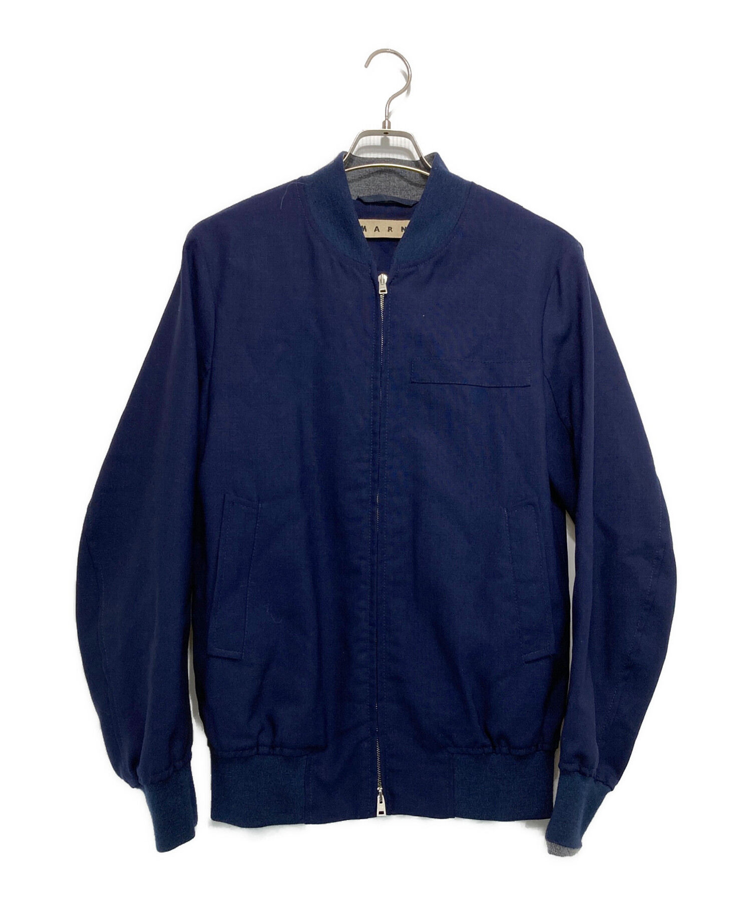【未使用に近い】マルニ　MARNI ブルゾン　アウター　大きめサイズ　紺色 中古・古着通販】MARNI (マルニ) ウール混ブルゾン ネイビー サイズ:44