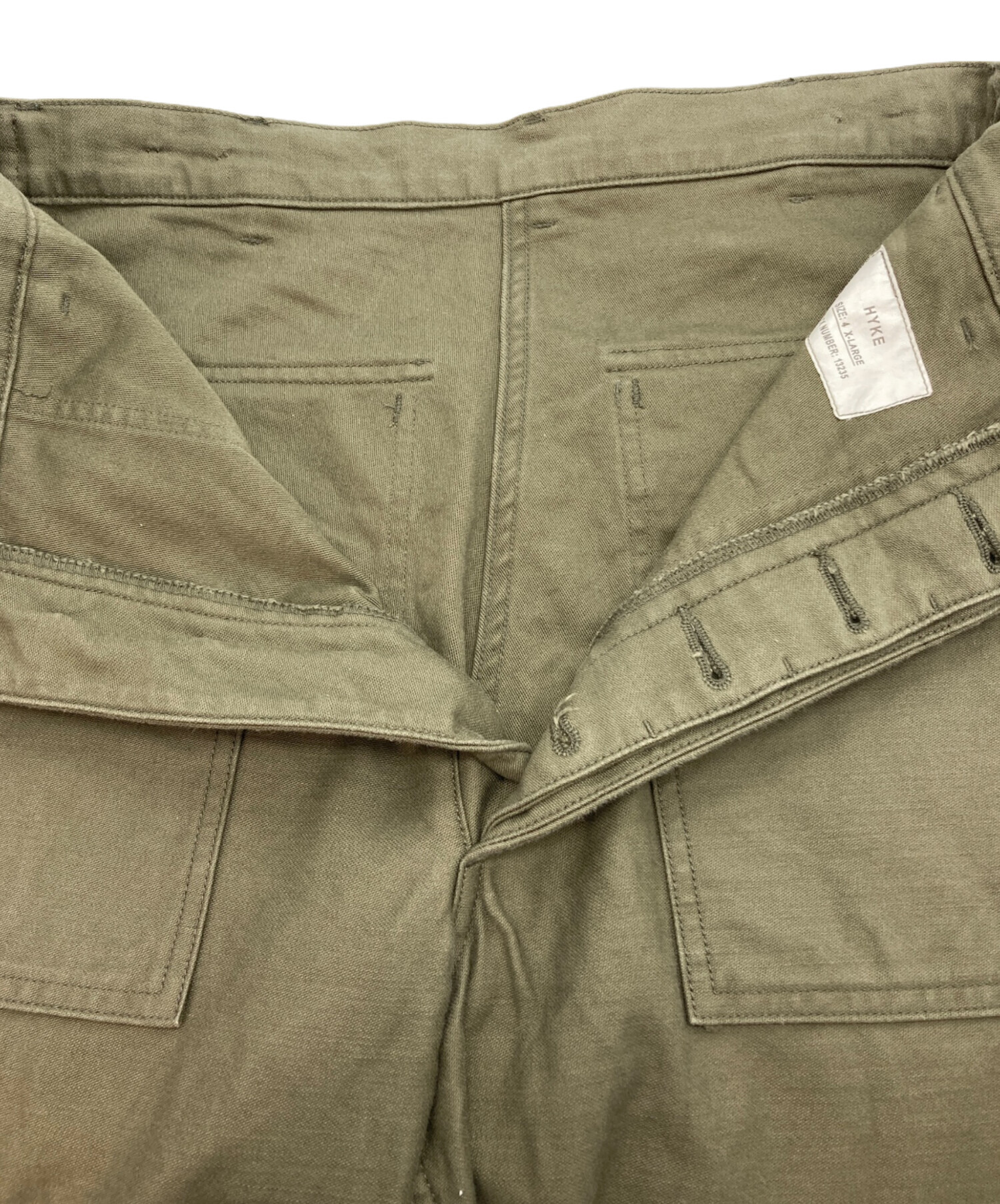 中古・古着通販】HYKE (ハイク) ベイカーパンツ カーキ サイズ:4