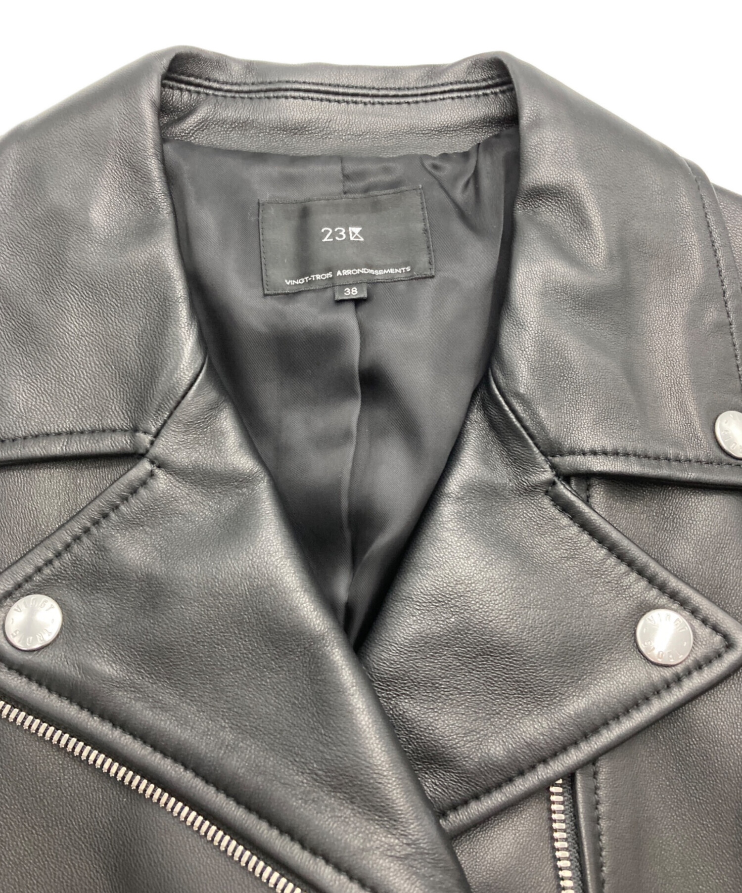 23区　シープレザーライダースジャケット　サイズ38 中古・古着通販】23区 (ニジュウサンク) シープレザーライダース
