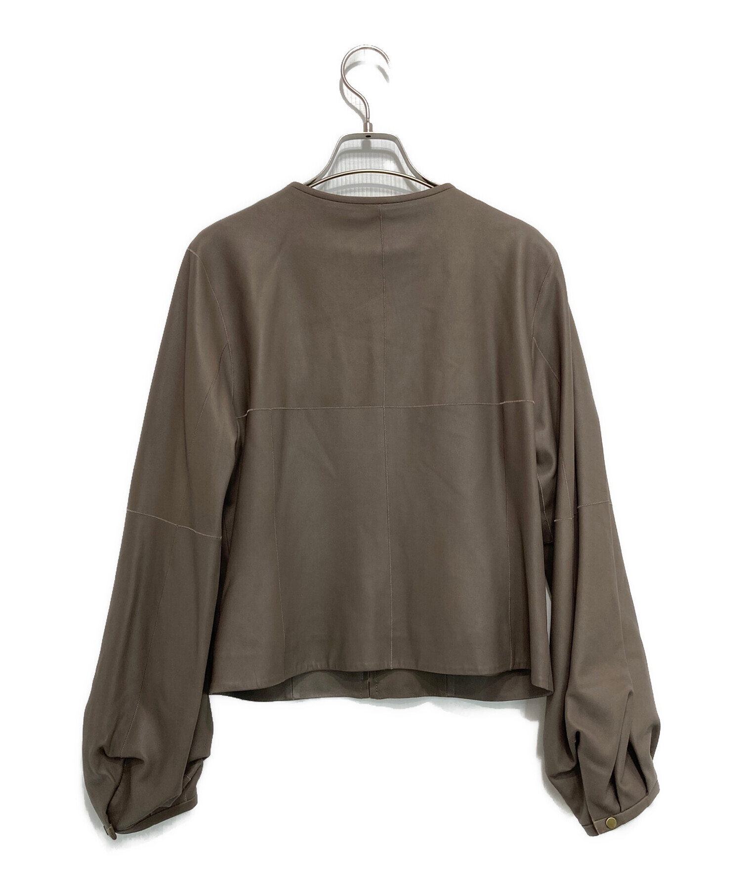 中古・古着通販】EPOCA (エポカ) ノーカラーレザージャケット ベージュ