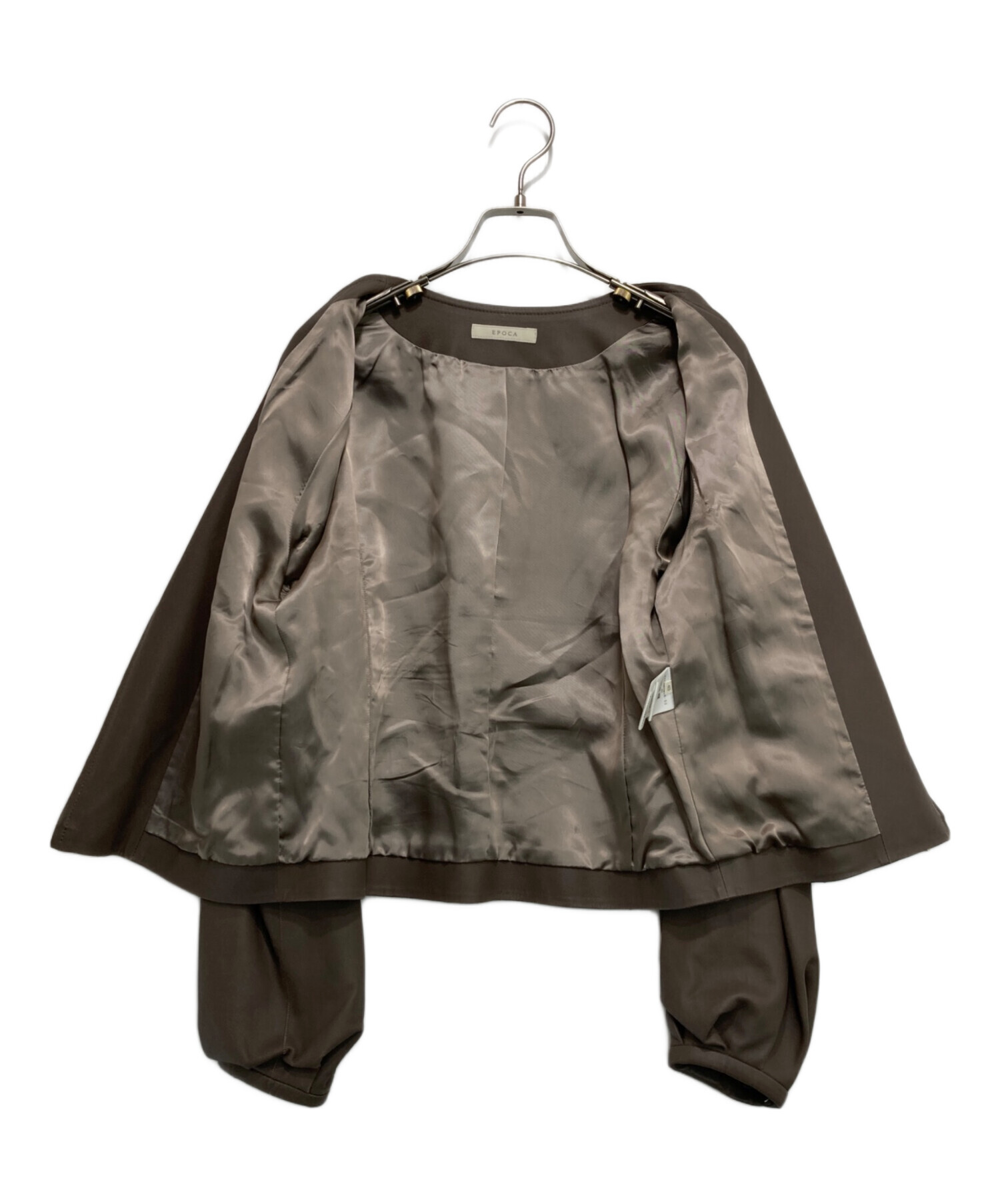 中古・古着通販】EPOCA (エポカ) ノーカラーレザージャケット ベージュ