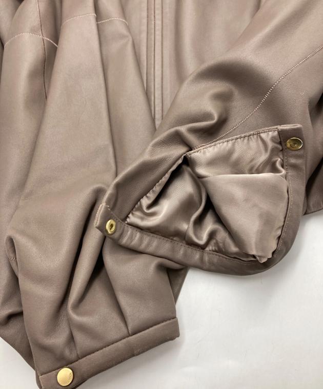 中古・古着通販】EPOCA (エポカ) ノーカラーレザージャケット ベージュ