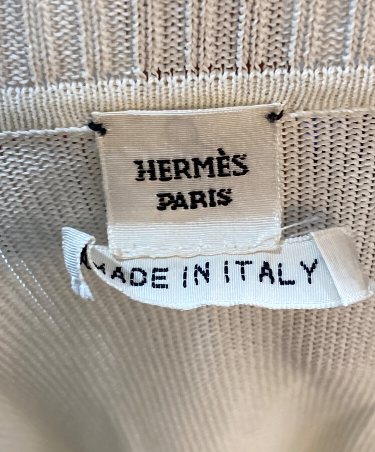 HERMÈS 刺繍ロゴ ホワイトニット 中古・古着通販】HERMES (エルメス