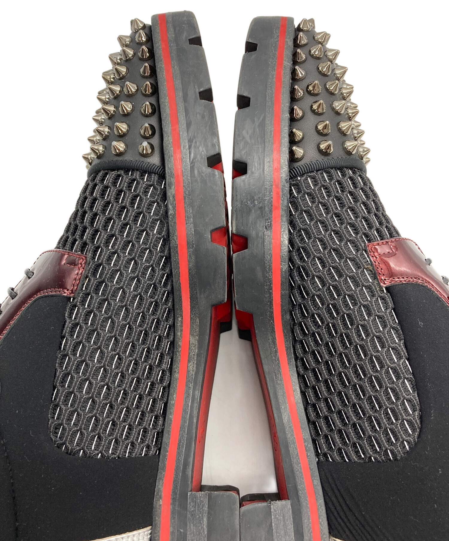 クリスチャンルブタン　スタッズデッキシューズ　メンズ　赤　41 中古・古着通販】Christian Louboutin (クリスチャン・ルブタン